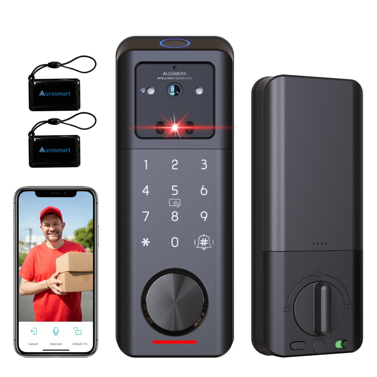 Smart Lock with Face Recognition, 3-in-1 Camera+ Doorbell+ Keyless Entry Door Lock, Palm Vein, Fingerprint