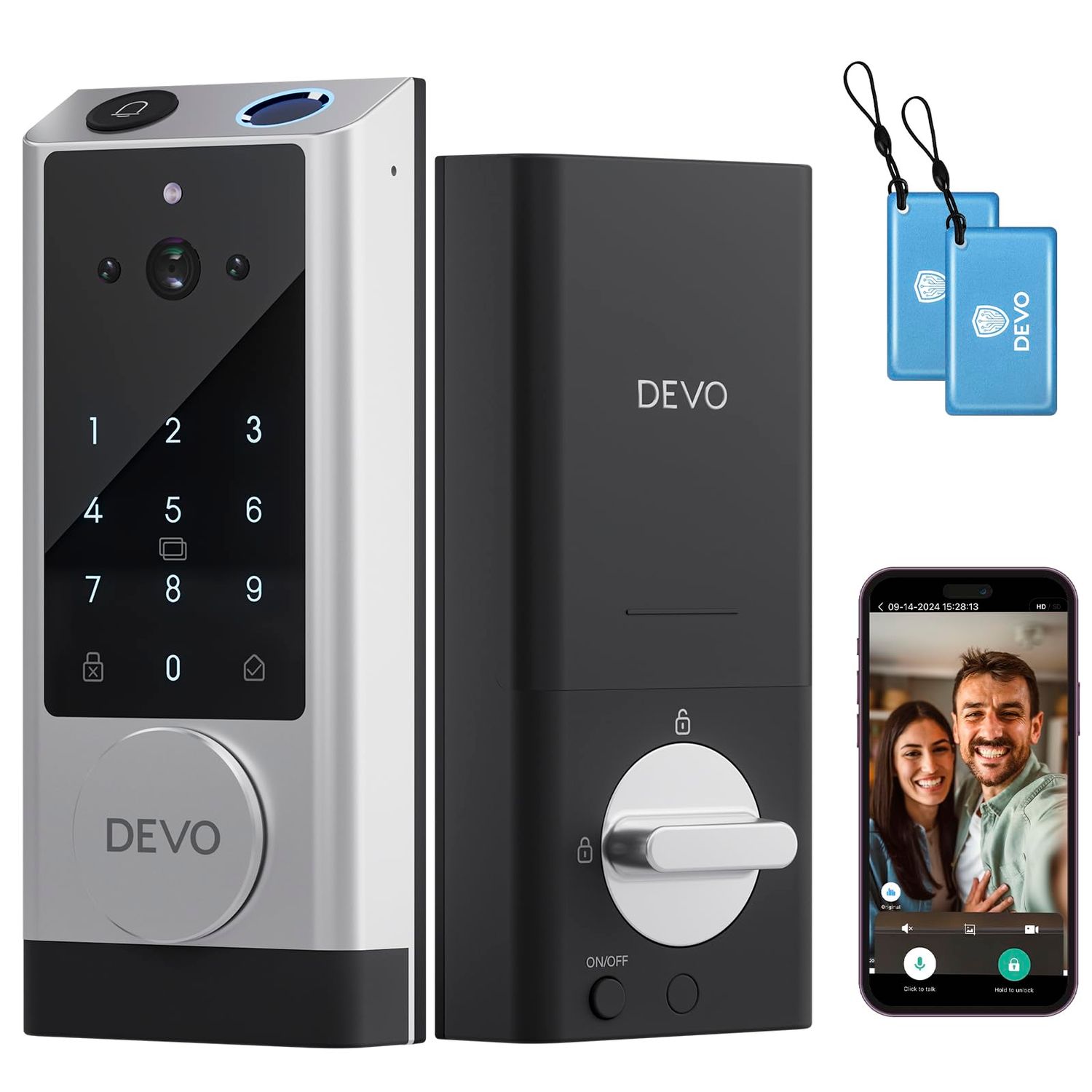 Devo G1 Video Smart Lock with Camera&amp;Doorbell, 6-in-1 Keyless Entry Door with App Remote, Fingerprint ID, Auto Locks