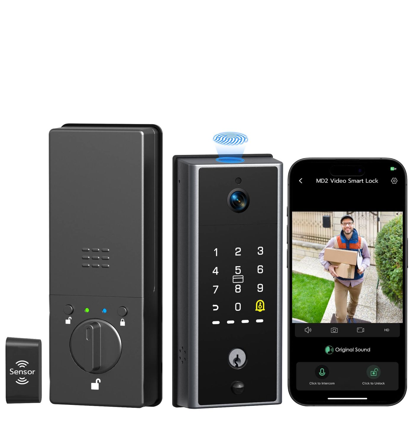 Anweller MD2 Smart Deadbolt Lock with Camera, Fingerprint Keyless Entry Door for Front Door, Built-in WiFi, mAh Battery