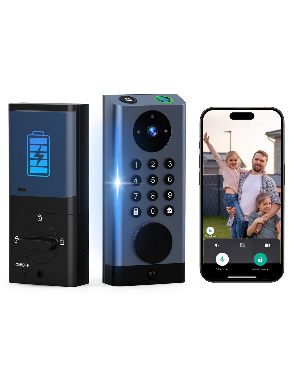 Anweller Smart Door Lock with Camera, WiFi Deadbolt with Video Doorbell, Fingerprint Biometric Electronic Keyless Entry Front with Code K