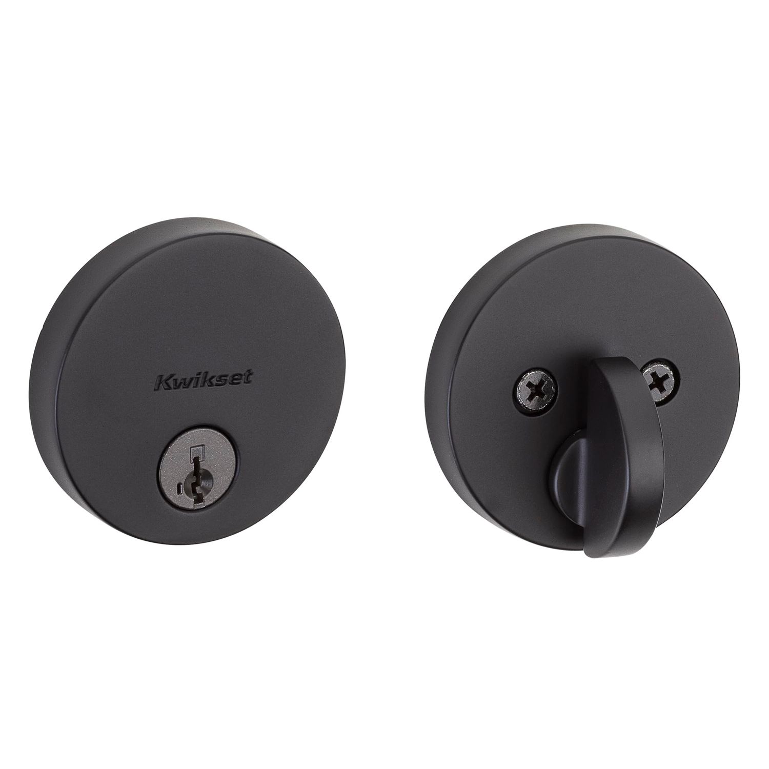 Kwikset Uptown Deadbolt Lock, Matte Black Round Exterior Keyed Front Entry Door, Pick Resistant SmartKey Rekey Security, Single Cylinder Dead Bolt
