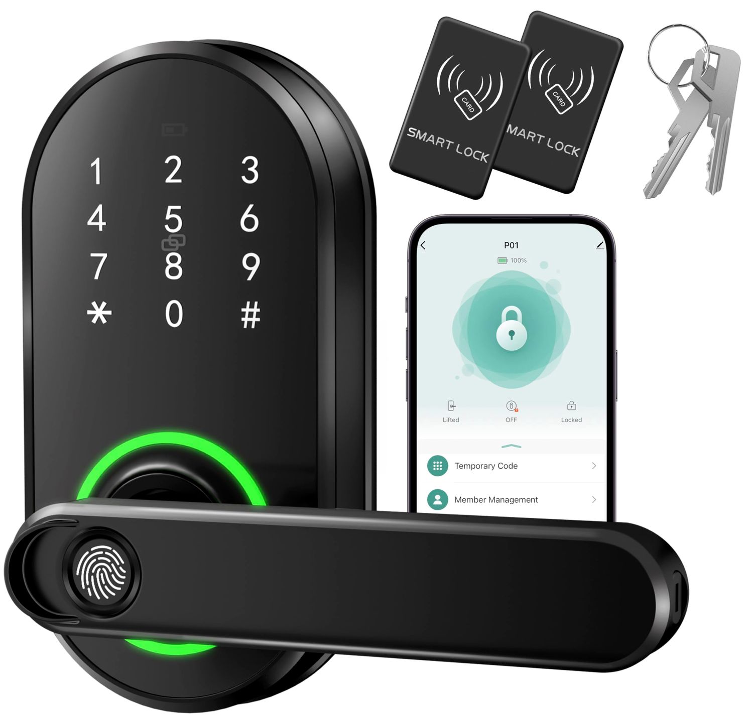 Smart Fingerprint Door Lock with Keypad, Keyless Entry Lock, Locks for Front Door, Bedroom