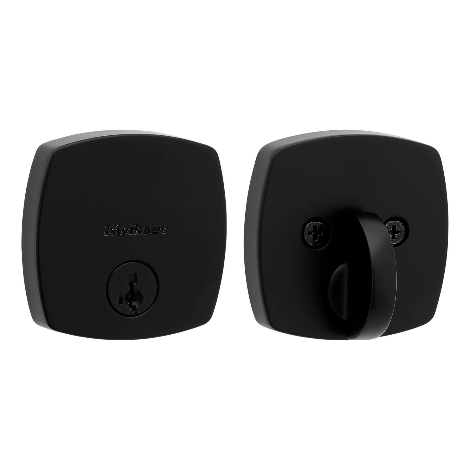 Kwikset Midtown Deadbolt Lock, Matte Black Modern Exterior Keyed Front Entry Door, Pick Resistant SmartKey Rekey Security, Single Cylinder Dead Bolt