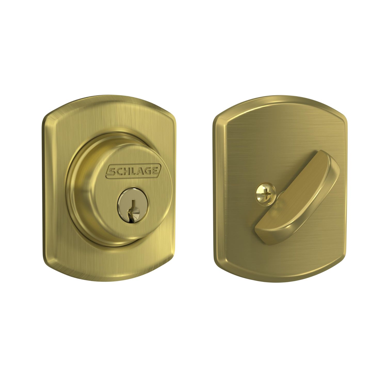 Schlage B60 N GRW Deadbolt with Greenwich Trim, Keyed 1 Side, Highest Residential Security, Satin Brass