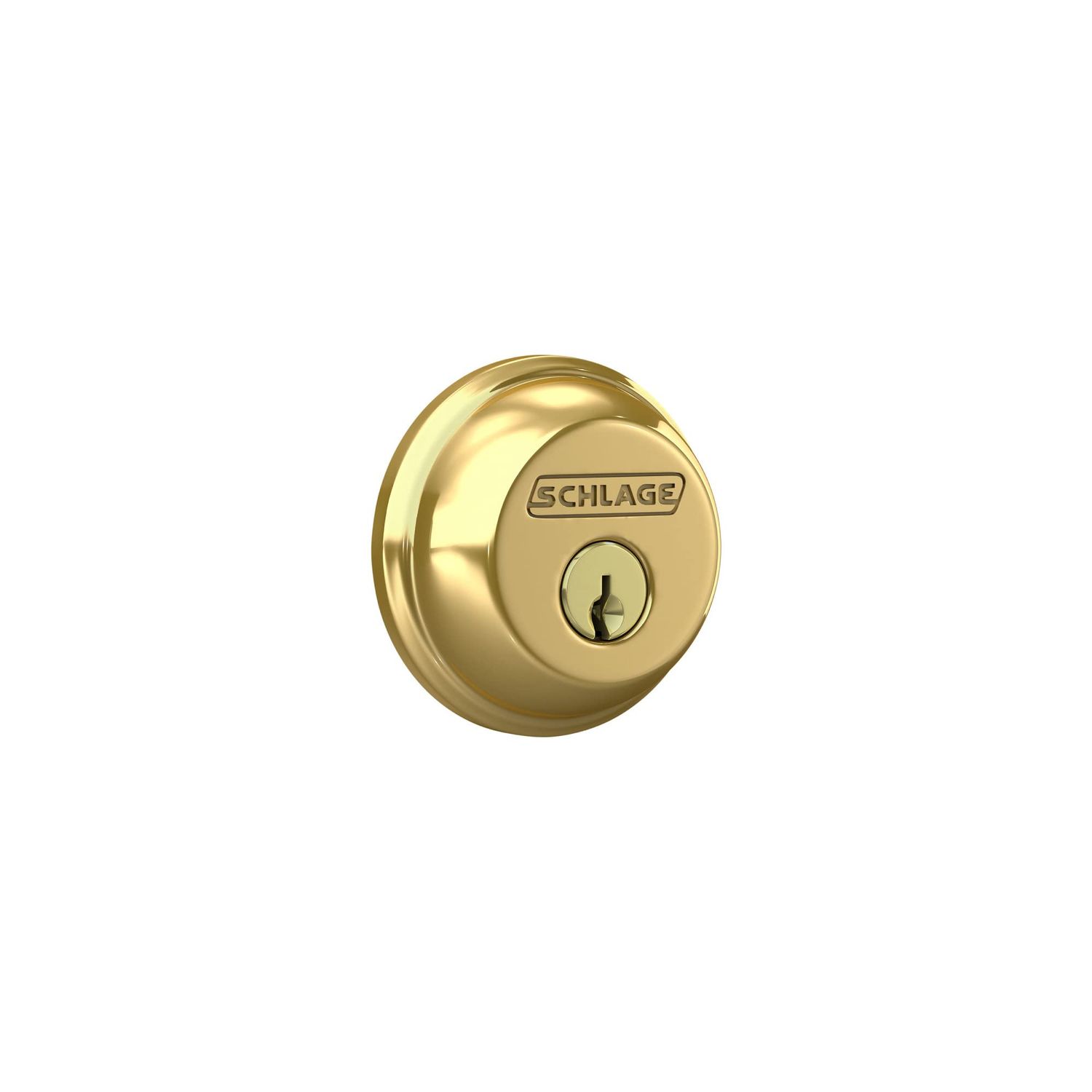 SCHLAGE B62N Deadbolt, Keyed 2 Sides, Bright Brass