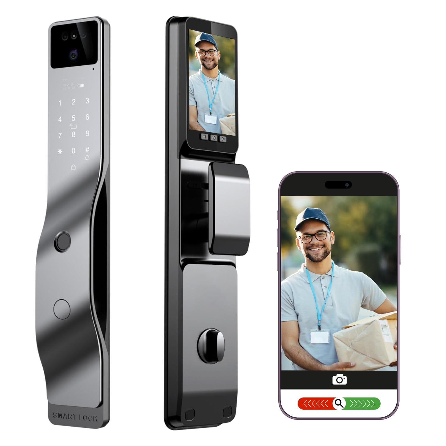 Smart Door Lock with 3D Face Recognition, Palm Vein &amp; Fingerprint – Keyless Entry with Code, IC Card Key | Auto-Lock Aluminum Alloy