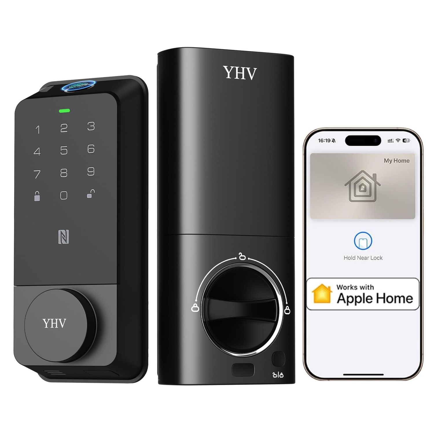 Smart Door Lock with Apple Home Ecosystem Fingerprint Keyless Entry Safety Keypad Deadbolt with Code, Built-in Wi-Fi, IP65, Supports Appl