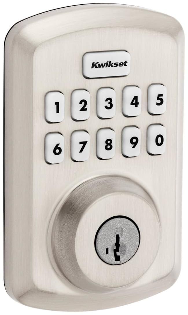 Kwikset TRS-15S Transitional Powerbolt 2 Electronic SmartCode Deadbolt SmartKey with RCAL Latch and RCS Strike Satin Nickel Finish