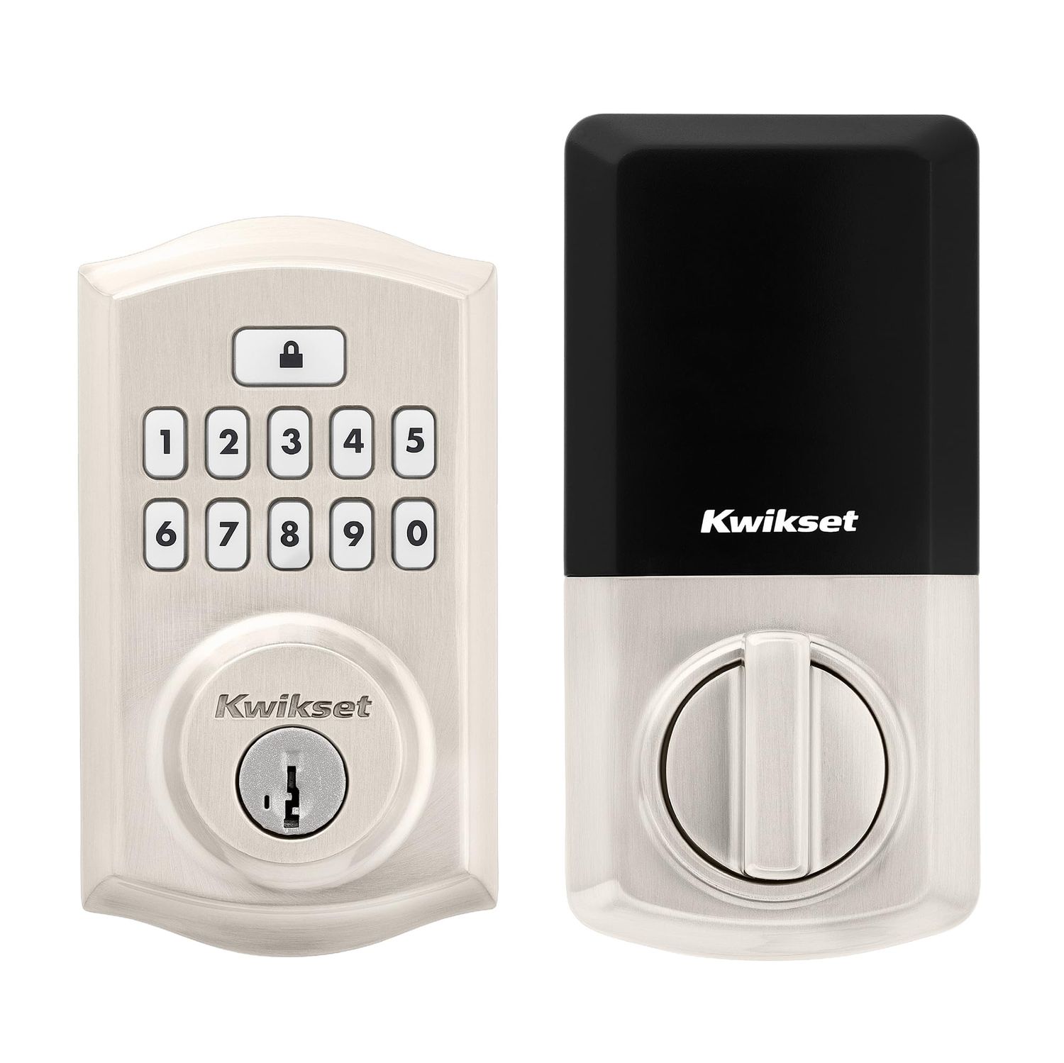 Kwikset SmartCode Keyless Entry Electronic Keypad Deadbolt Door Lock with Auto-Lock, Custom User Codes, Advanced Security in Satin Nickel Tradi