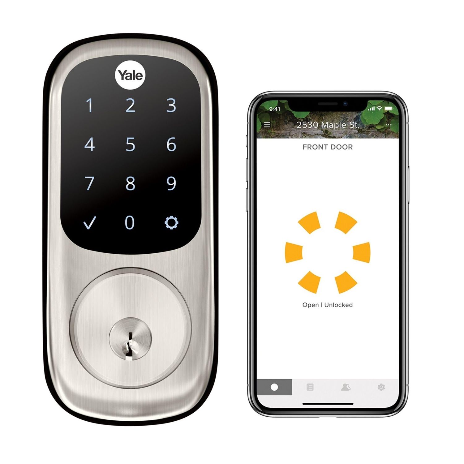 Yale Security Assure Lock Deadbolt, Satin Nickel Wi-Fi Connected Smart with Back-Up Key and Digital Touchscreen Keypad for Code Entry and Remo