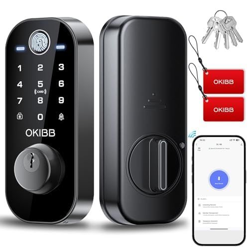 Fingerprint Smart Lock, 6-in1 Keyless Entry Door Lock for Front Door, Locks with App Control, Biometric Electronic Touchscreen Keypad Deadbolt