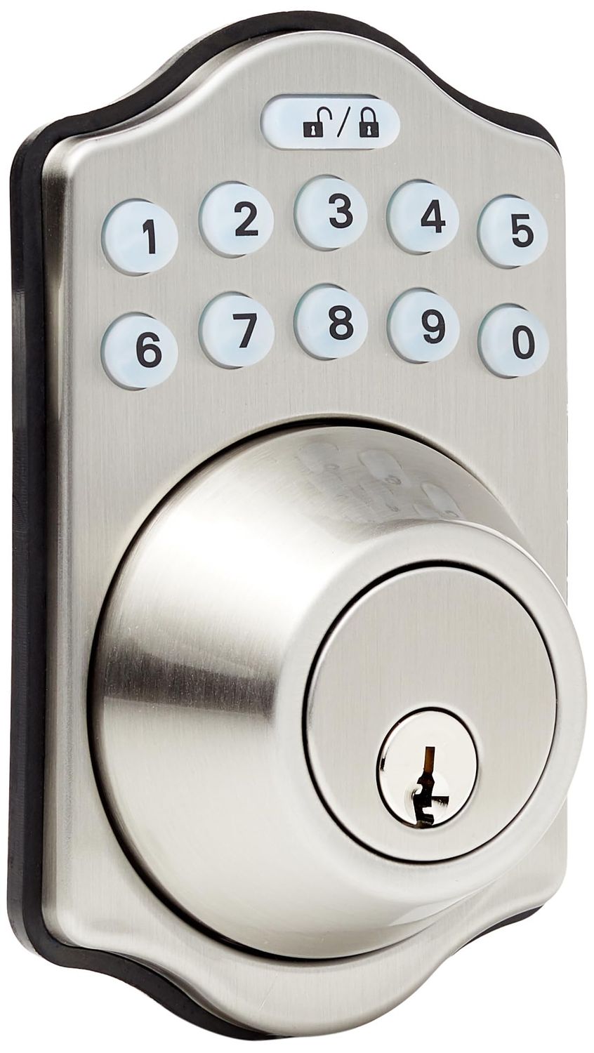 Amazon Basics Traditional Electronic Keyless Keypad Deadbolt Door Lock, Entry Keyed Option, 1-Pack