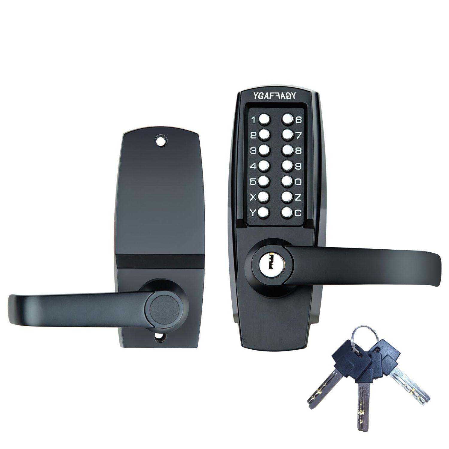 Mechanical Entry Door Lock, Weatherproof Keypad Deadbolt with Handle, Security Heavy Duty Lock Without Electronic, Easy Installation