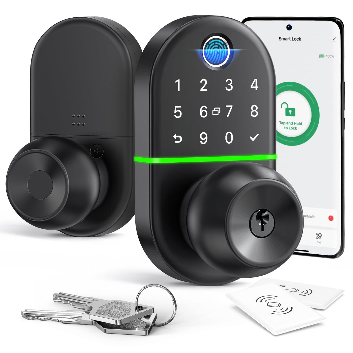 Keyless Entry Knob for Front Door: NICE DIGI Keypad Digital Lock, Biometric Lock with Fingerprint, Easy Installation