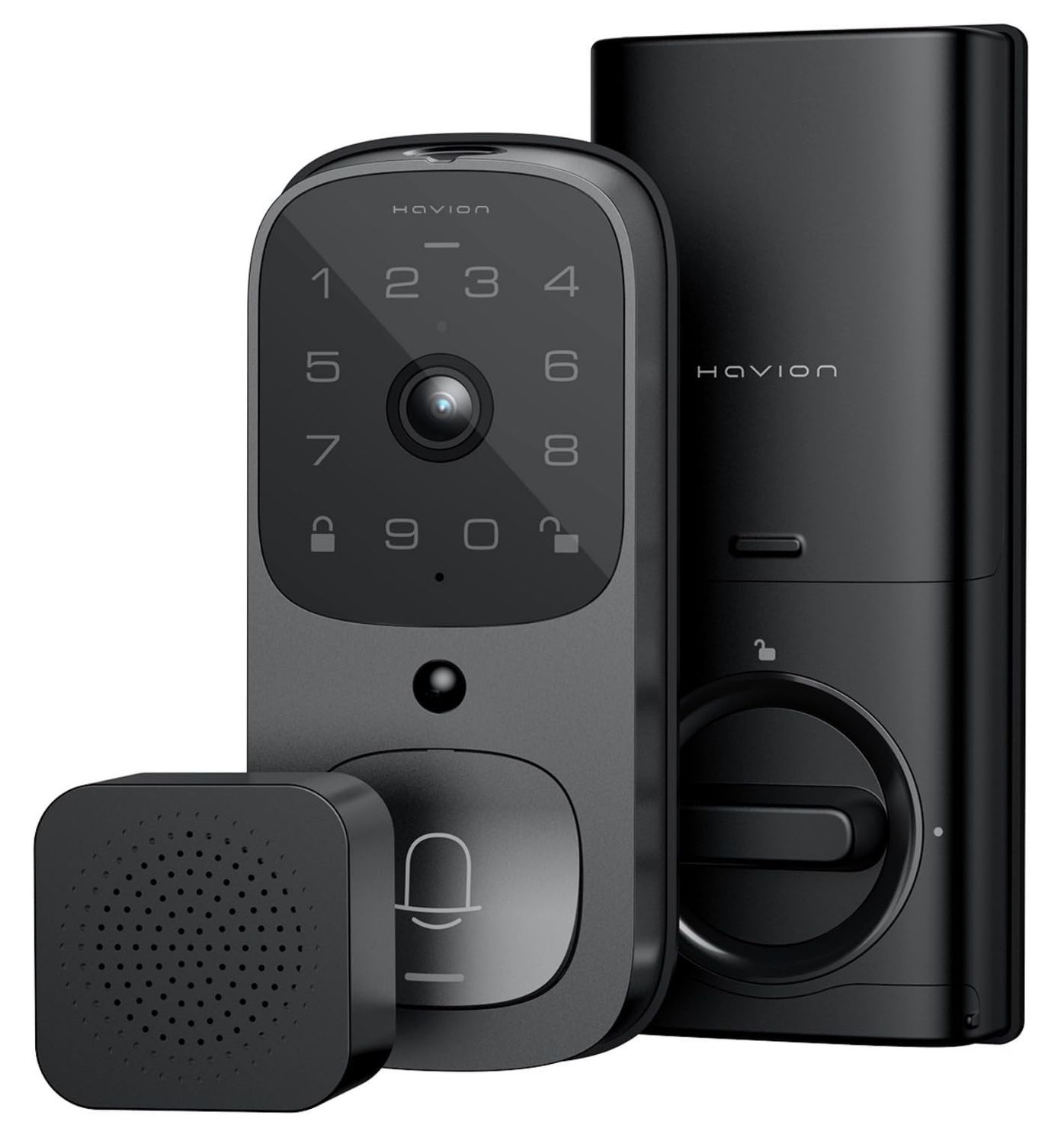 HAVION Deadbolt Smart Lock w/Camera - Incl. Chime, 3-in-1 Wi-Fi Deadbolt+Camera+Video Doorbell Keyless Fingerprint for Entry Front Door, 32GB