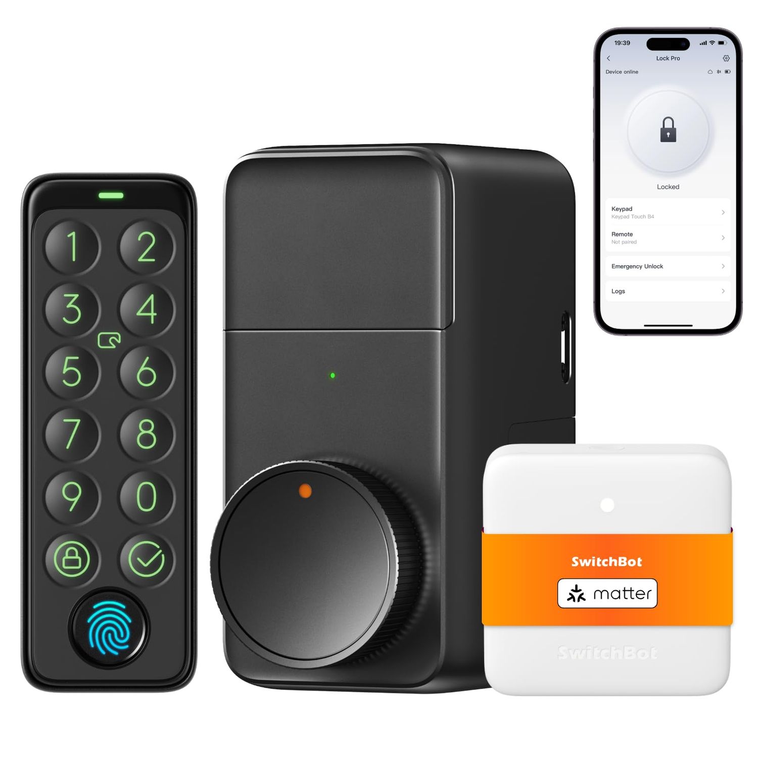 SwitchBot WiFi Smart Lock Pro with Keypad Touch, Fingerprint Keyless Entry Door Lock, Bluetooth Electronic Deadbolt, IP65 Weatherproof