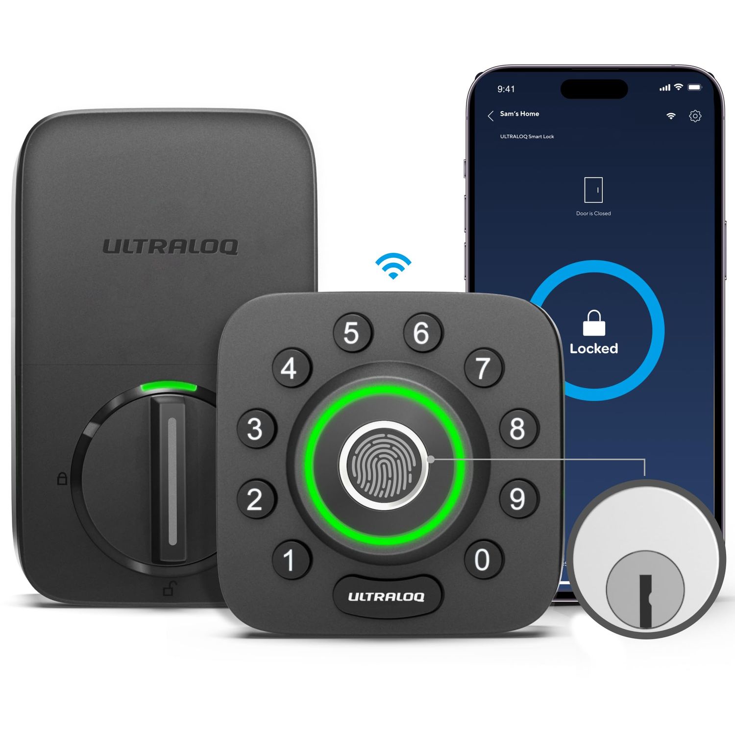 ULTRALOQ U-Bolt Pro WiFi Smart Lock with Door Sensor, 8-in-1 Keyless Entry with Fingerprint ID, App Remote Control, Built-in Keypad