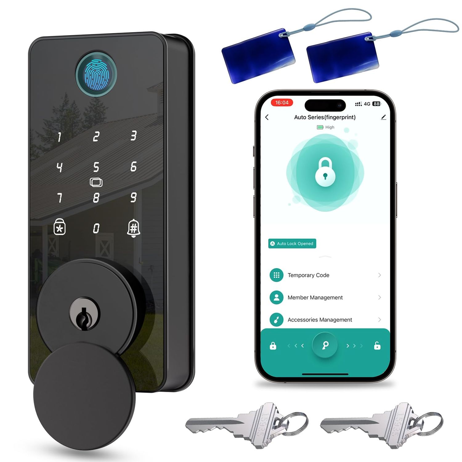 Keyless Entry Door Lock, Biquole Smart Lock with App Control, Fingerprint Electronic Keypad Deadbolt