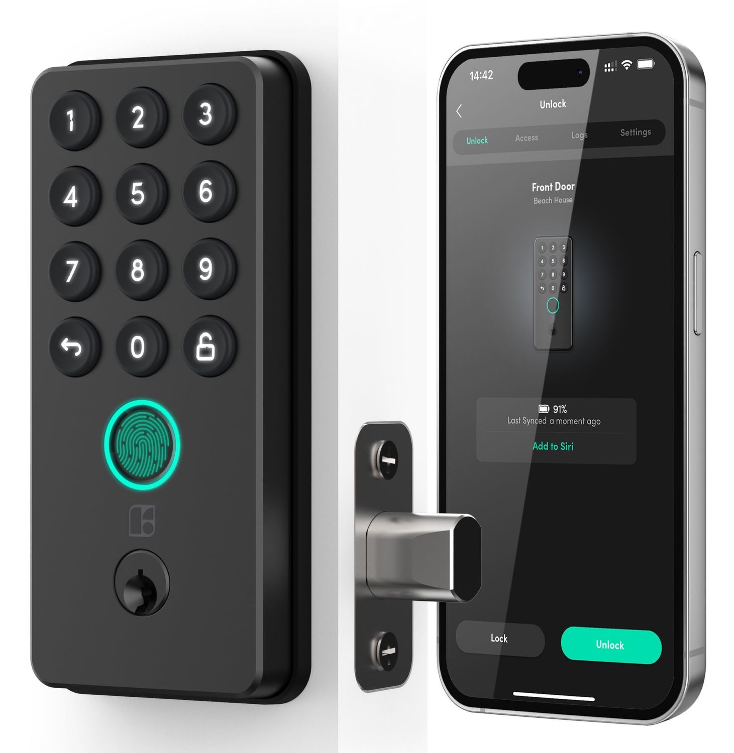 igloohome (New!) Deadbolt Go Smart Lock w/Fingerprint, Digital Keys, Remote PIN Codes, WiFi Bridge (Sold Separately) - Tested to ANSI Standards