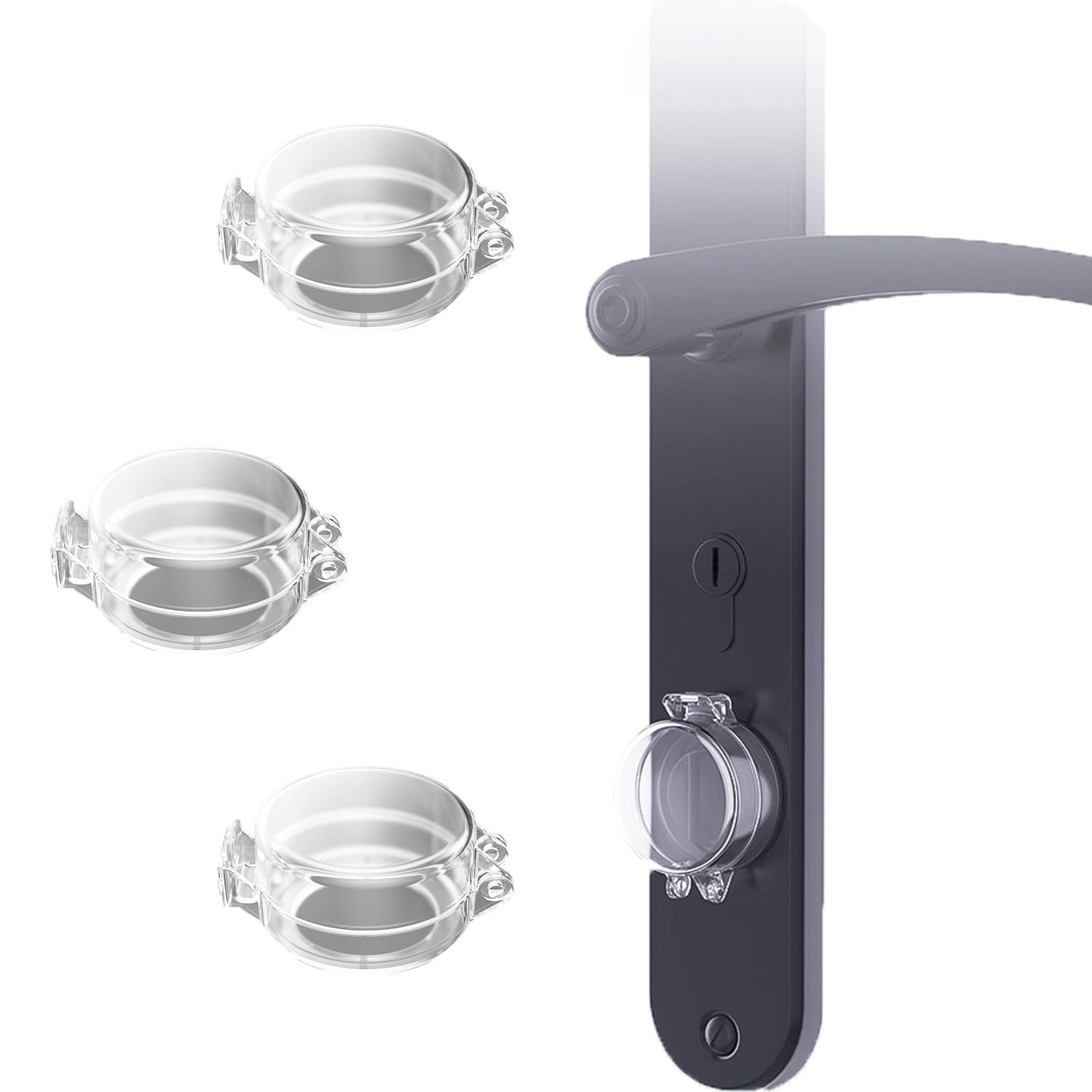 3 Pack Keyed Entry Door Knob Deadbolt Secure Cover Baby Proofing Adhesive Lock Child Safety Protector for Ball Knobs with and Ke