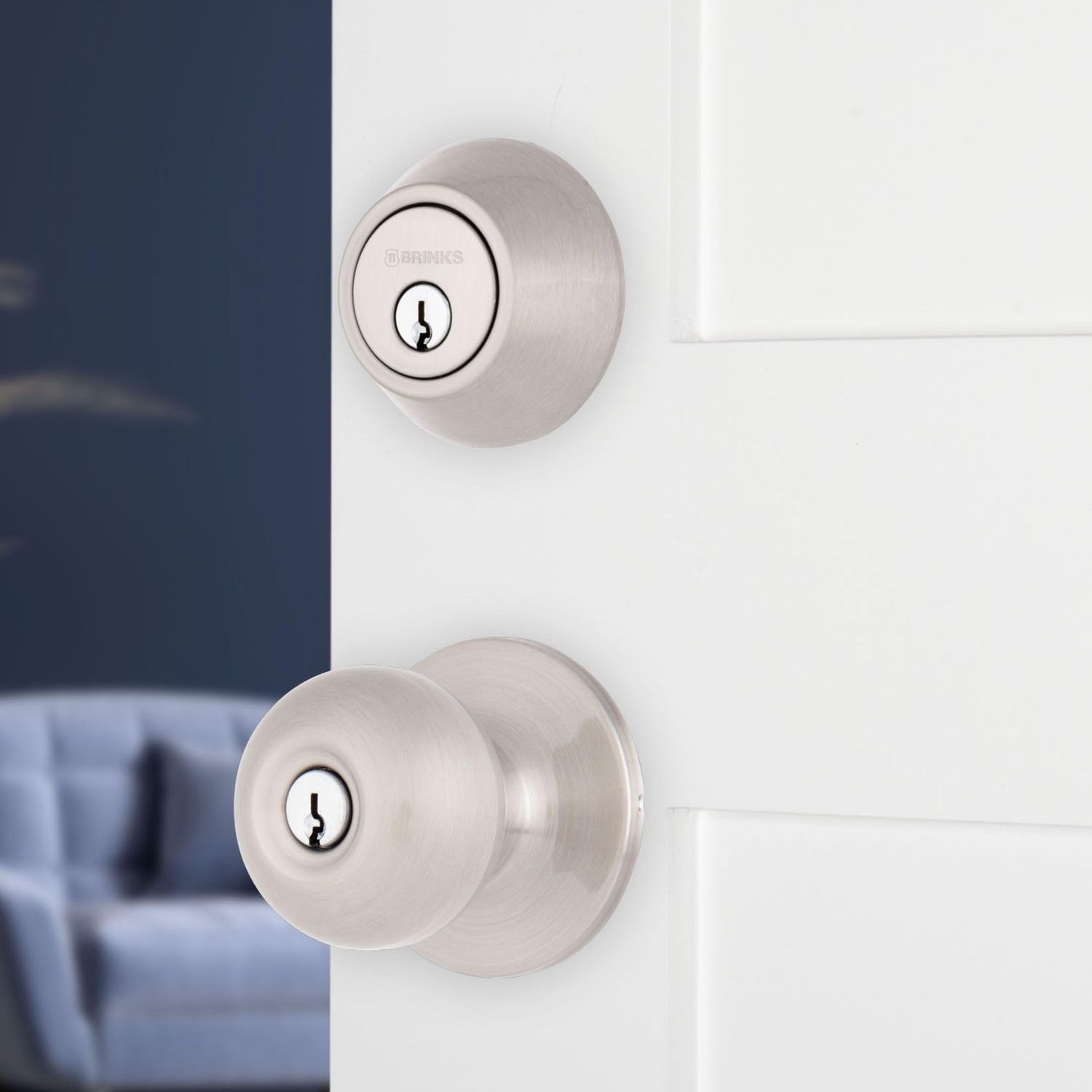 BRINKS – Front Door Lock Traditional Single Cylinder Deadbolt Easy Installation, Keyed Entry, Pick Resistant Security for Home and Residence (F