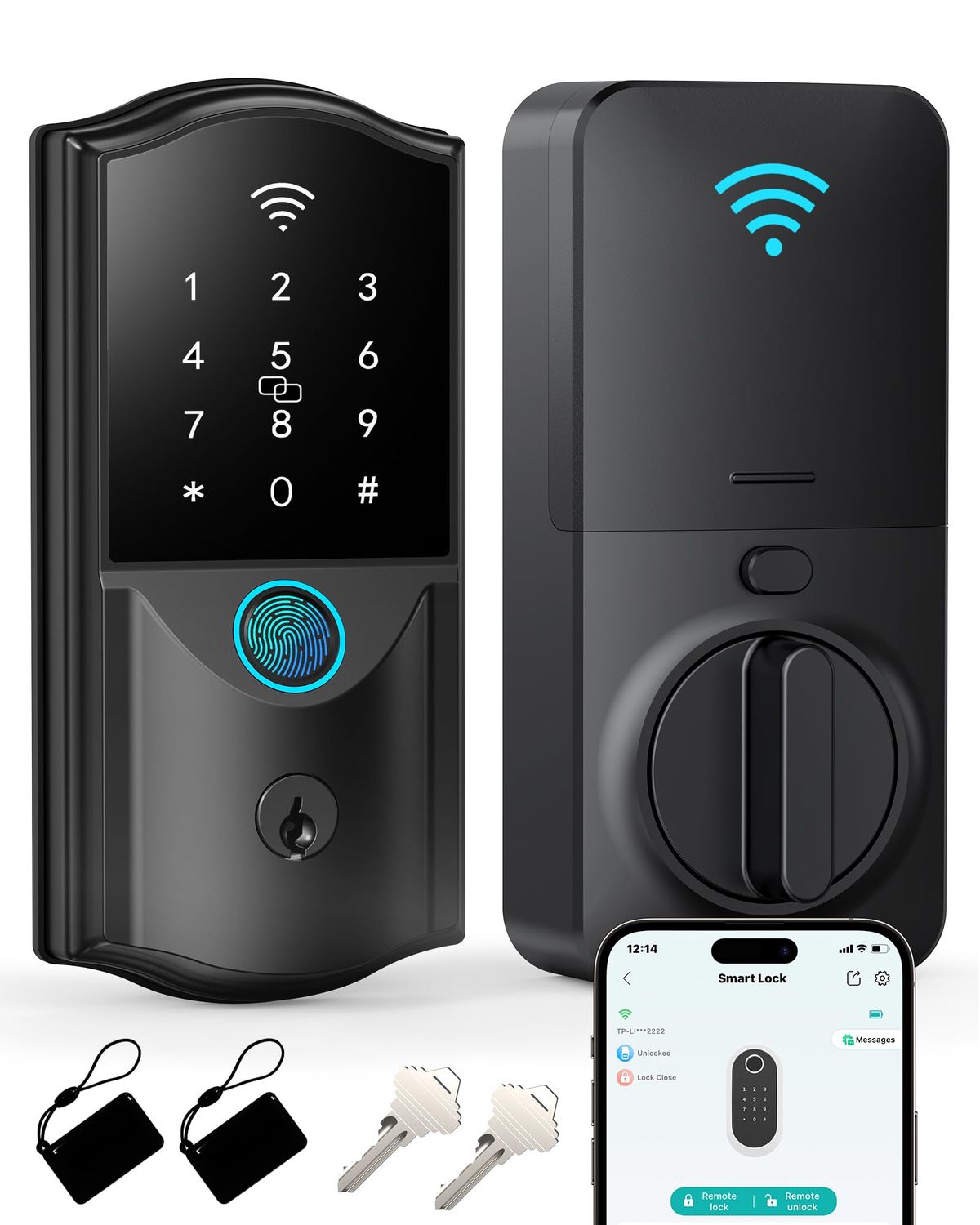 WiFi Smart Lock for Front Door – Firstriver Keyless Entry Electronic Deadbolt with Biometric Fingerprint &amp; Digital Keypad Built-in Wi-Fi App Contro