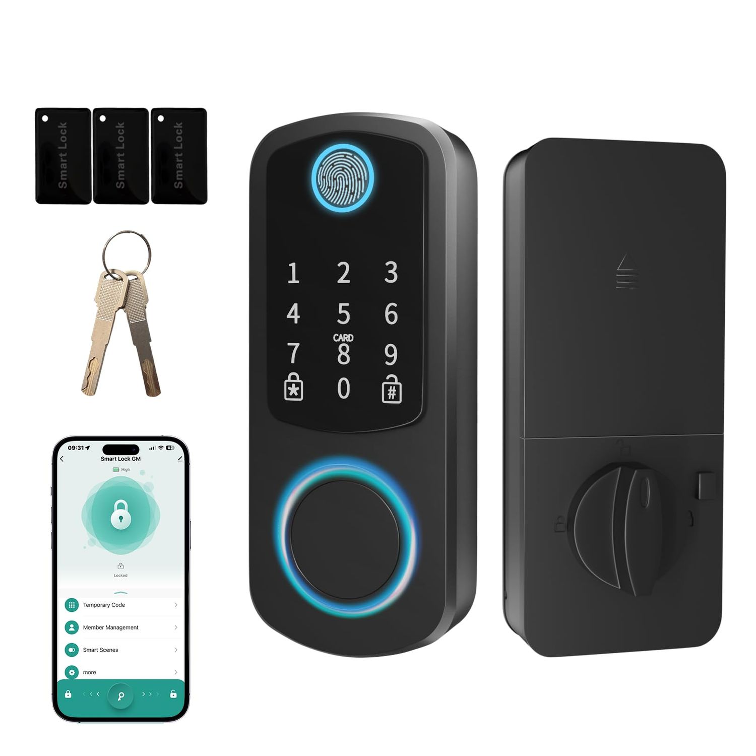 Smart Locks for Front Door, Keyless Entry Fingerprint Door Lock, Electronic Keypad Deadbolt Lock with App Control, Passcode for Home Security