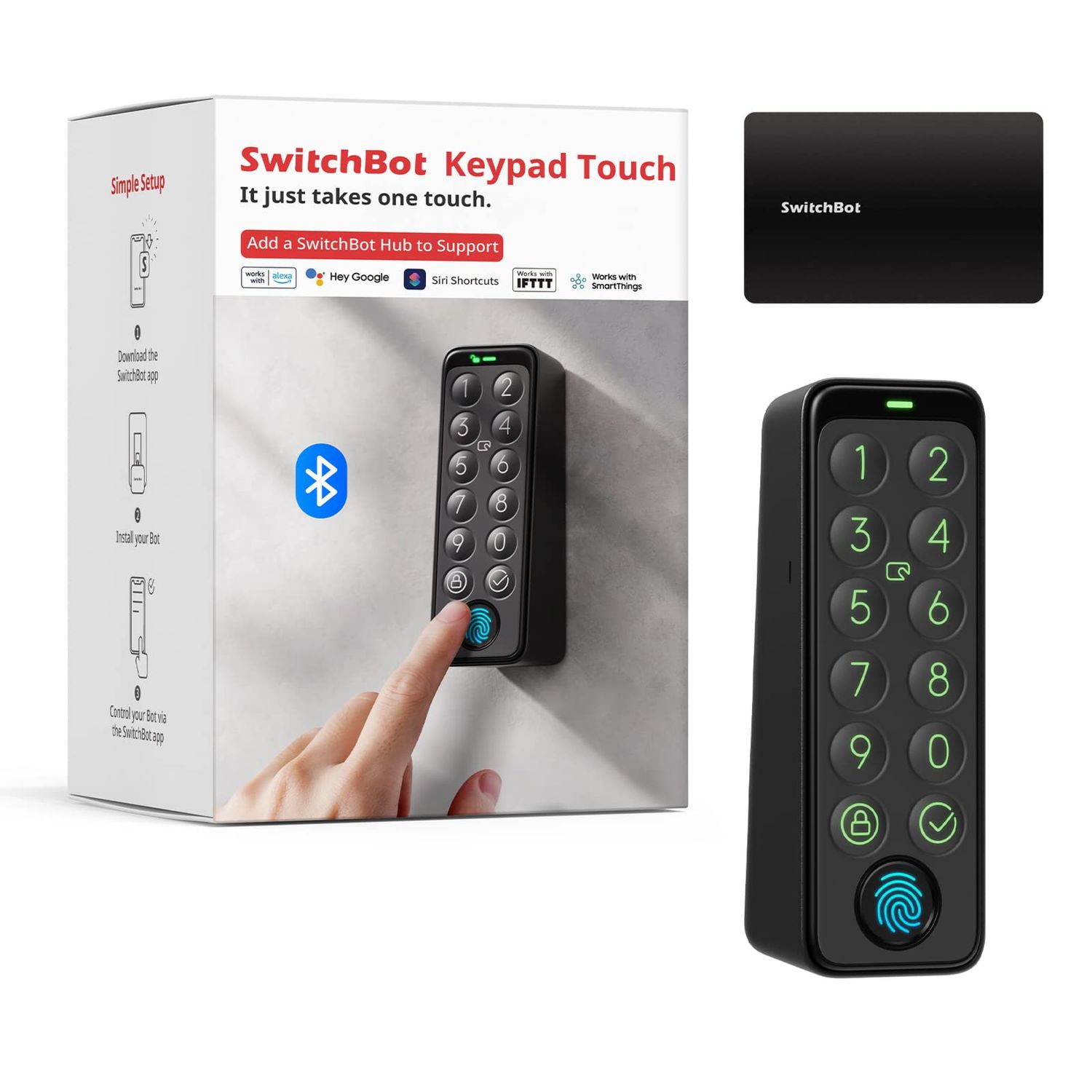 SwitchBot Smart Keypad Touch for Lock, Fingerprint Keyless Home Entry, IP65 Waterproof, Supports Virtual Passwords for Security(Only