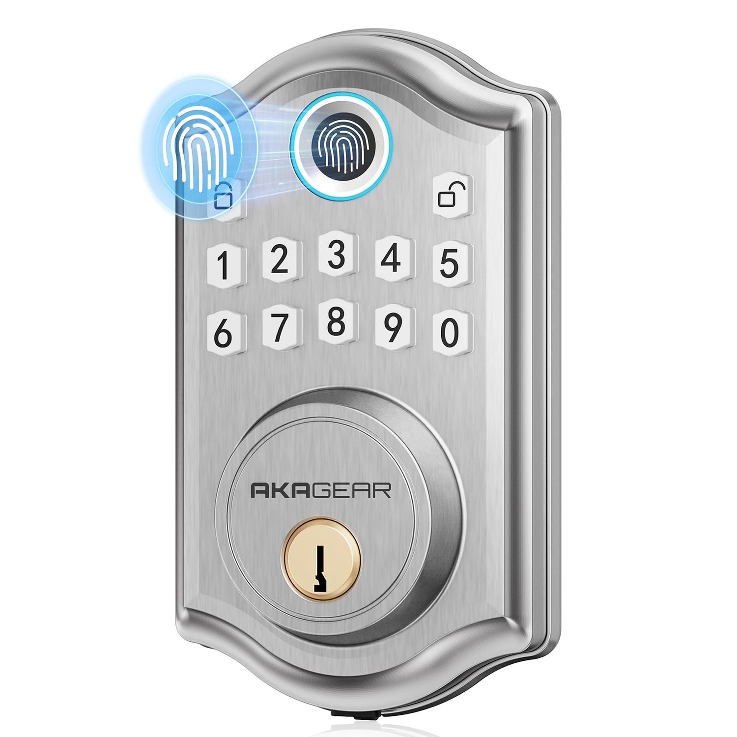 DS10 Keyless Entry Door Lock - Fingerprint with 2 Keys, Electronic Keypad Deadbolt, Smart Lock, for Front