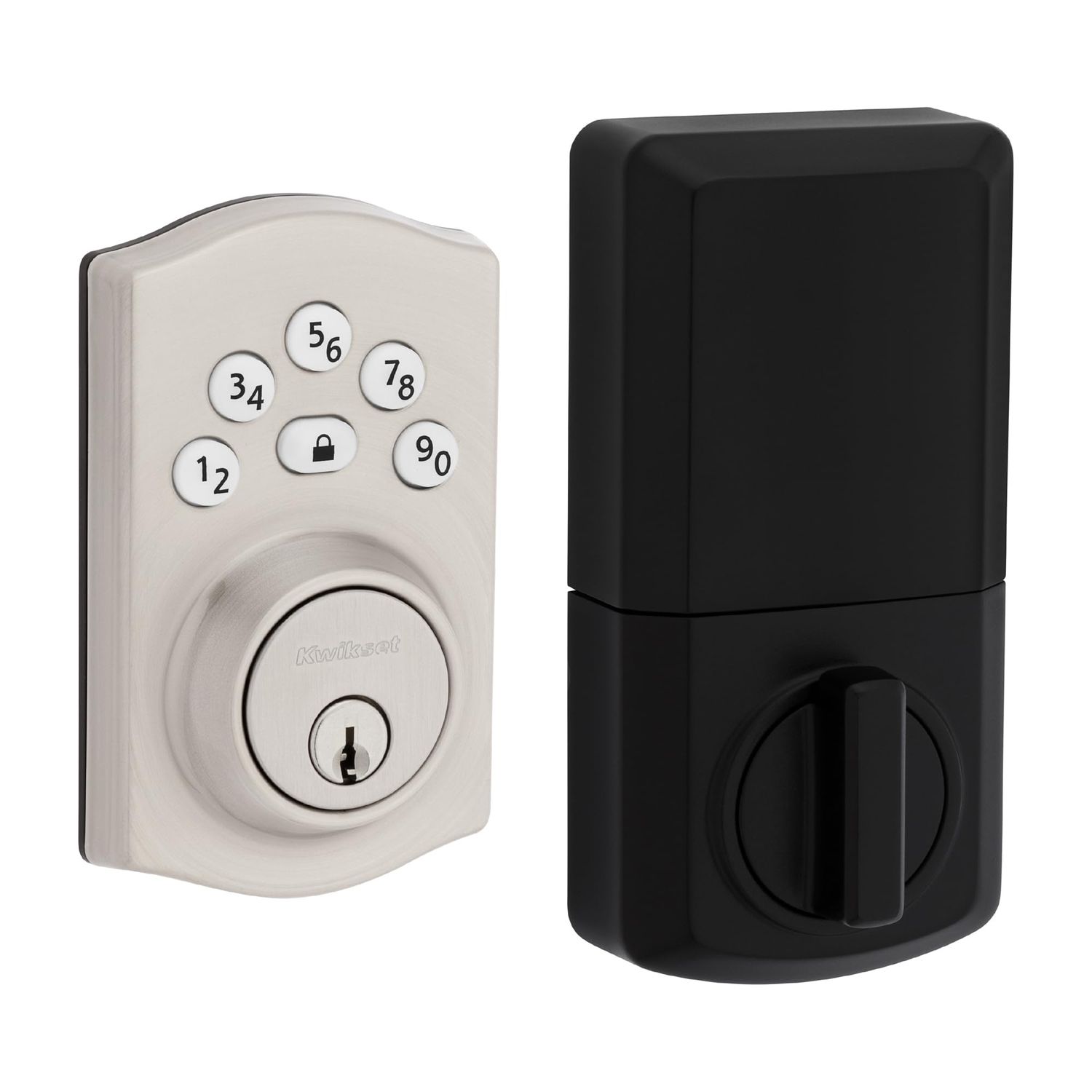 Kwikset Powerbolt -Button Keypad Satin Nickel Traditional Electronic Deadbolt Door Lock, Featuring Convenient Keyless Entry, Customizable User