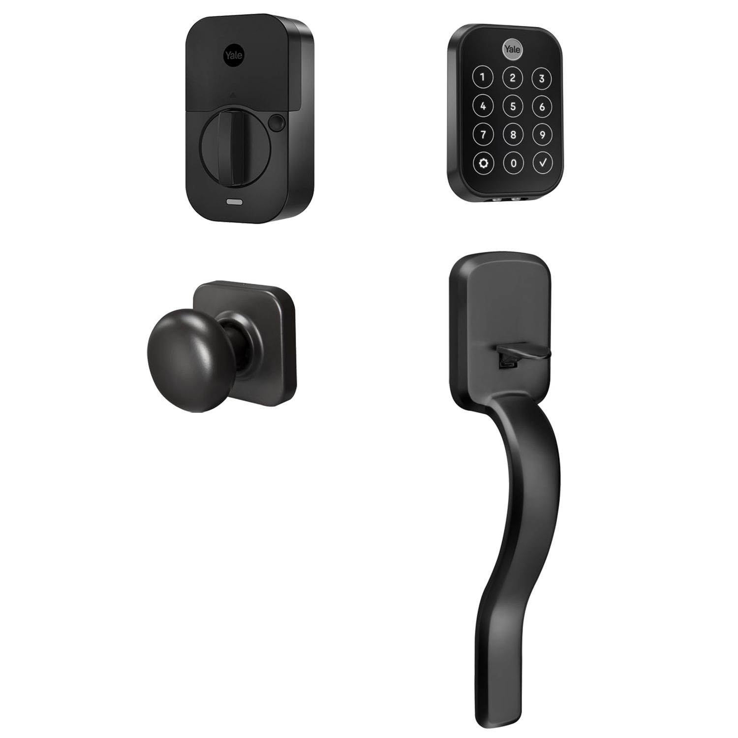 Yale Assure Lock 2 Touch Deadbolt with Ridgefield Handle, Black Suede Smart Keyless Entry Door with Wi-Fi Connected Keypad and Fingerpri