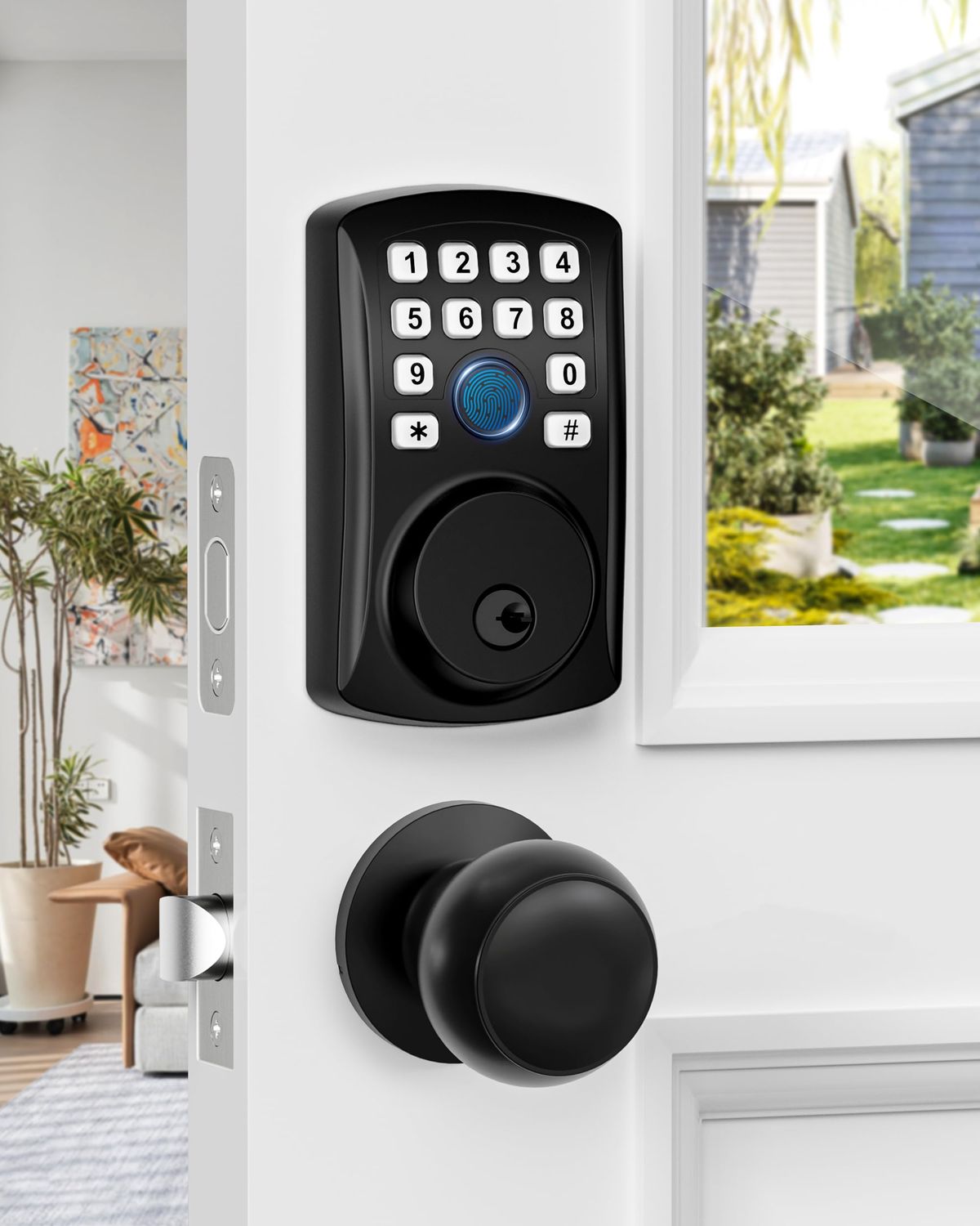 HIDALIFE Fingerprint Door Lock with 2 Knob Set, Keyless Entry Deadbolt with Keypad, Electronic Keypad Deadbolt, for Home