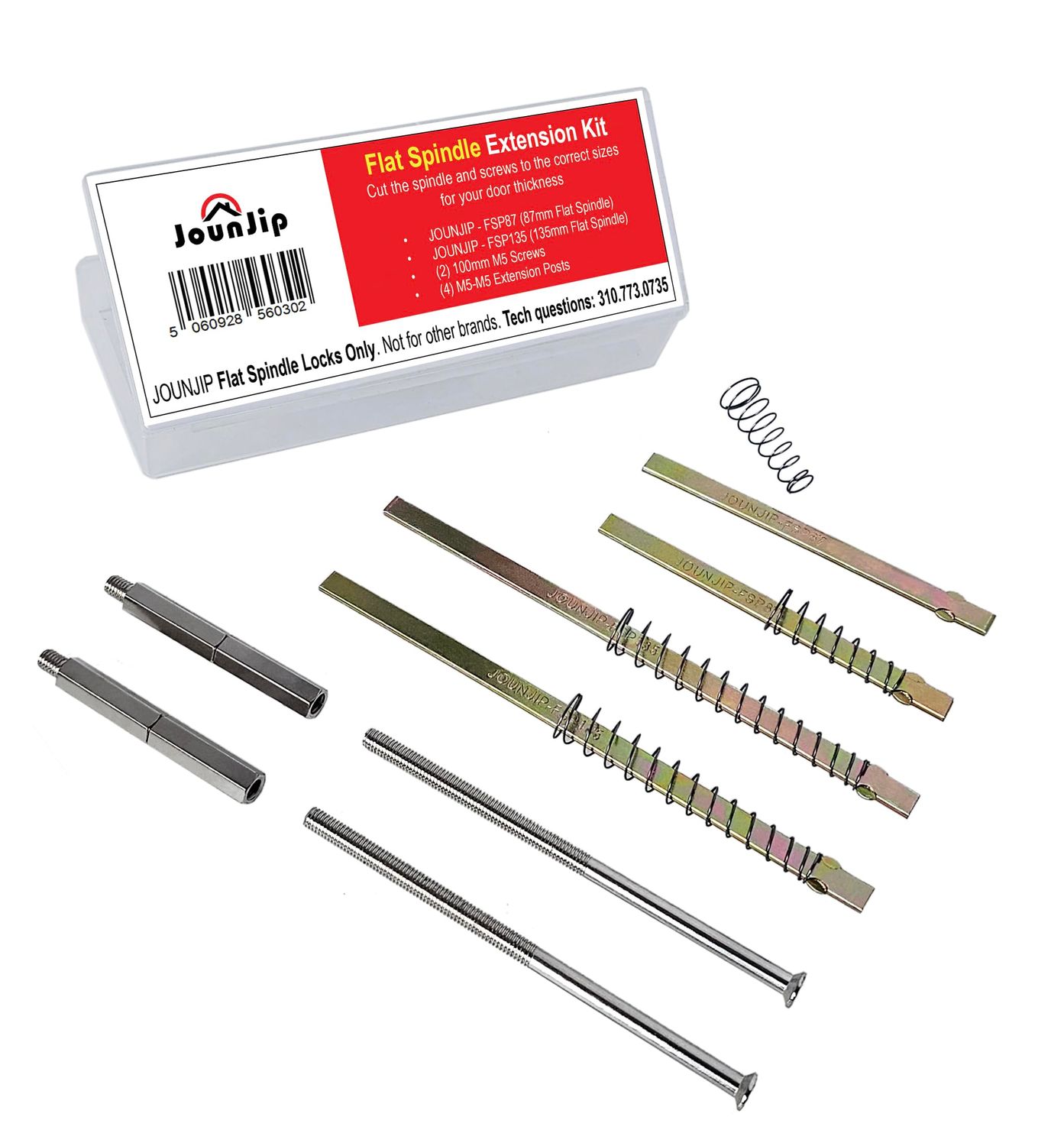 JOUNJIP Flat Spindle Thick Door Extension Kit - ONLY for Brand [Flat Spindle] Mechanical Locks and Deadbolt Cutting Needed (To