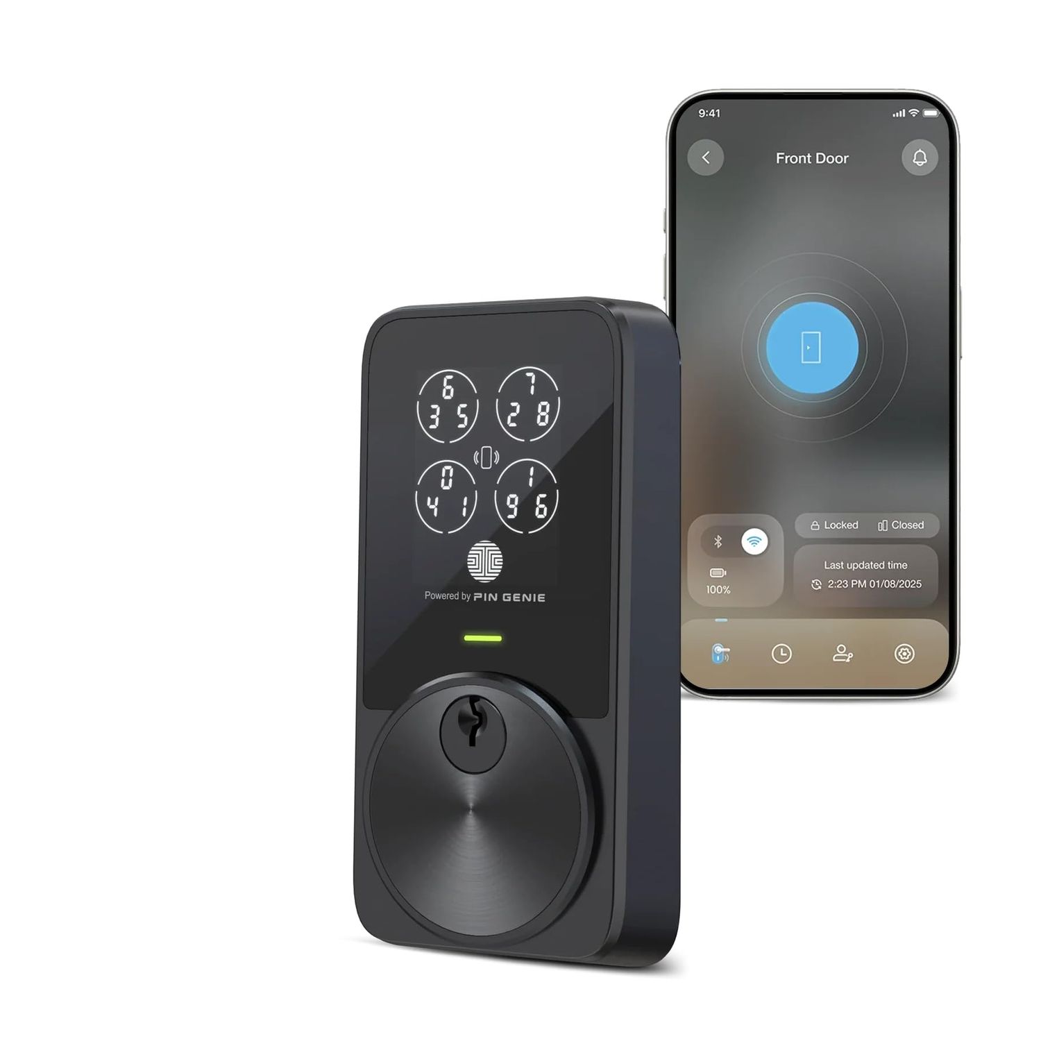 Lockly PIN Genie Pro Zeno Series Smart Lock, Keyless Entry Door Lock with Apple Home Key, Built-in Wi-Fi Keypad Deadbolt Locks for Front Door, App