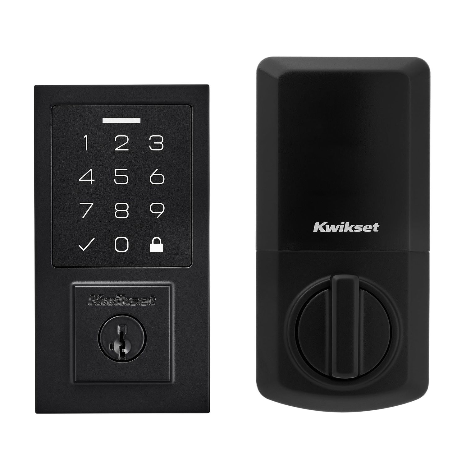 Kwikset SmartCode Keyless Entry Electronic Touchpad Deadbolt Door Lock with Auto-Lock, Custom User Codes, Advanced Security in Matte Black Cont