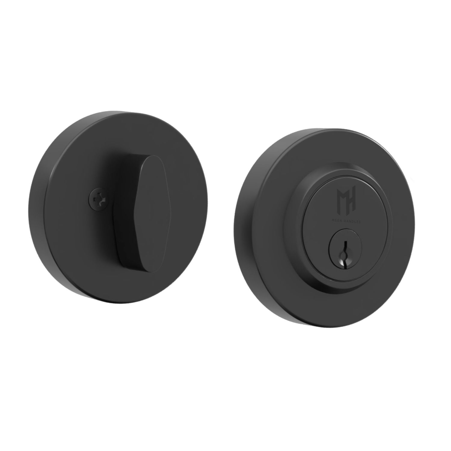 Mega Handles Ralph Deadbolt Lock - Heavy Duty Square Black for Left Or Right-Handed Doors, Locking for Interior/Exterior, Sc