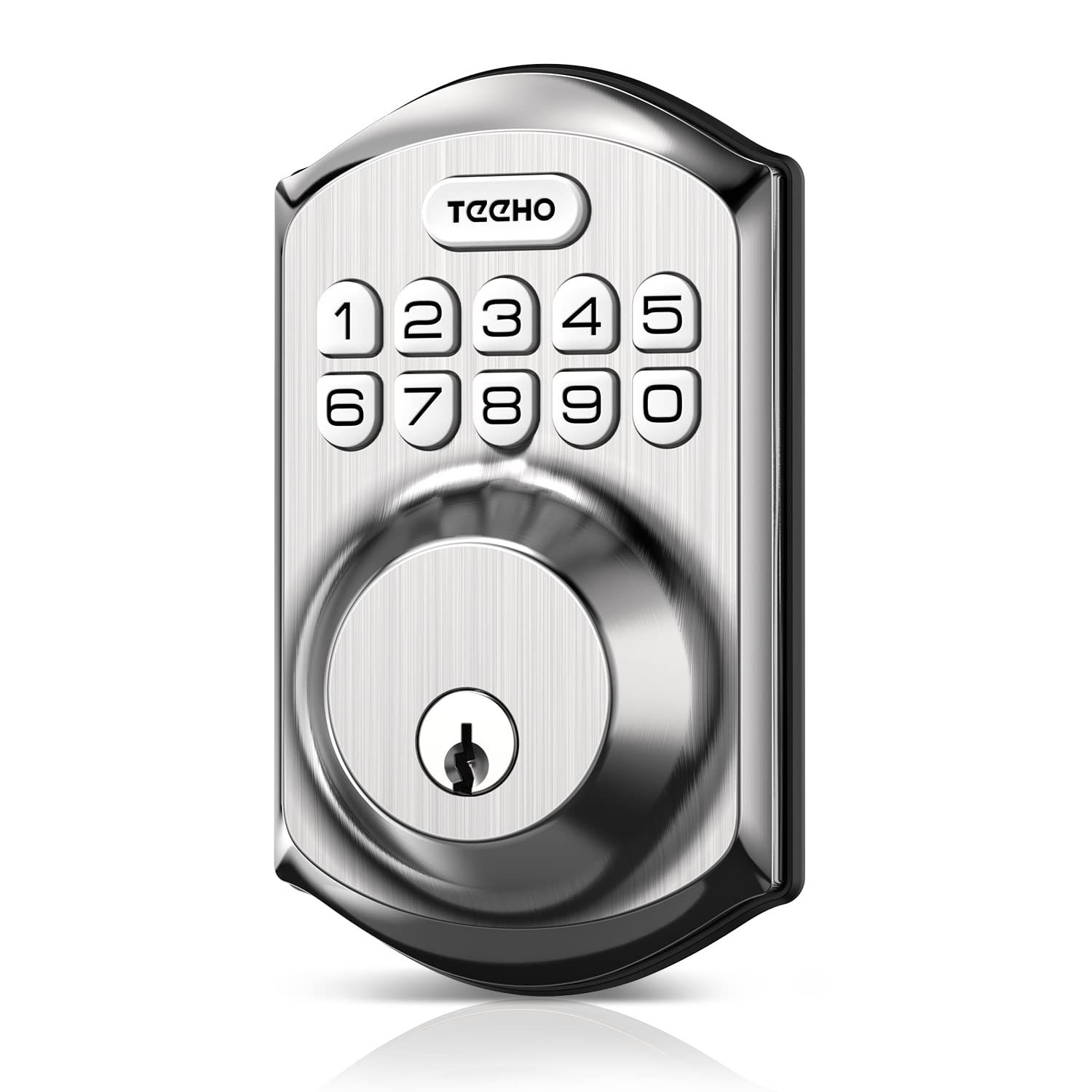 TEEHO TE Keyless Entry Door Lock with Keypad - Smart Deadbolt for Front with 2 Keys Auto Easy Installation Satin Nickel