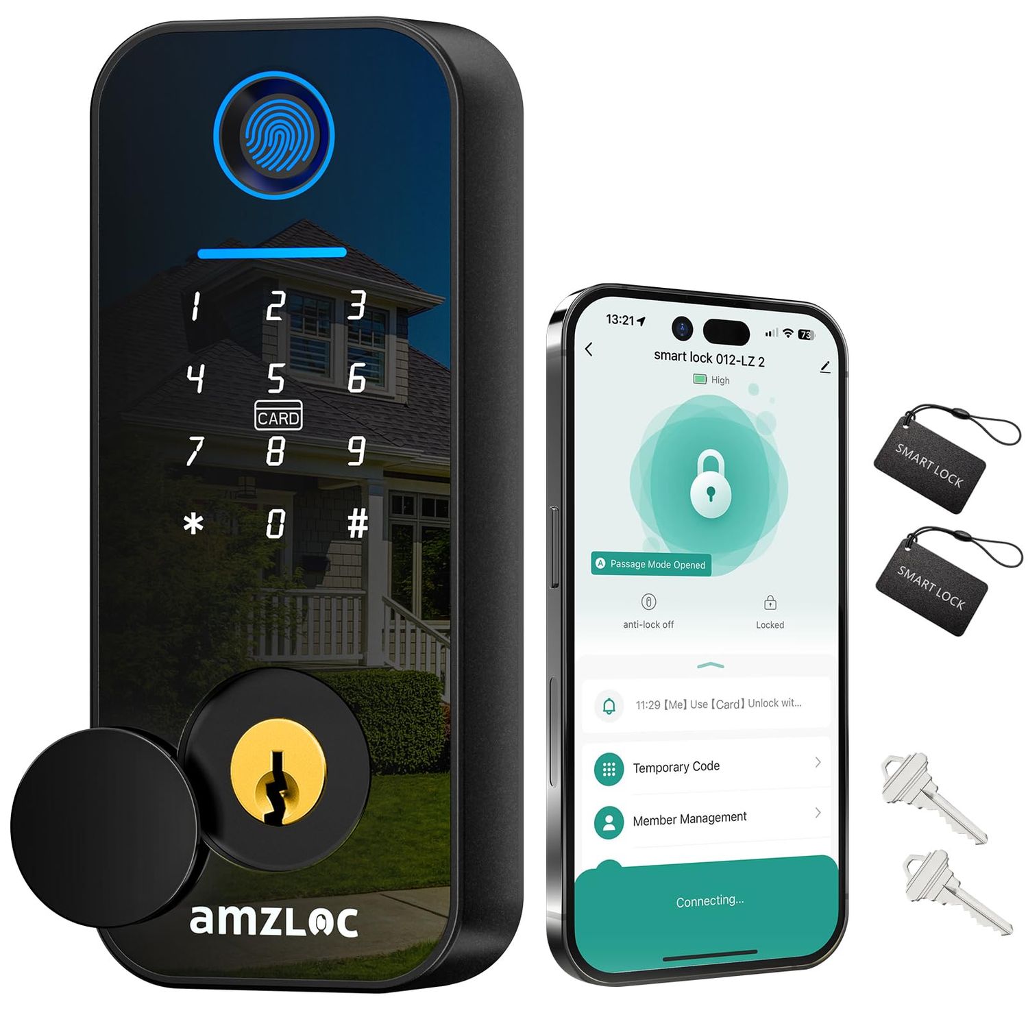 Smart Door Lock, Fingerprint Keyless Entry Bluetooth App Control, Touchscreen Digital Keypad Deadbolt Lock