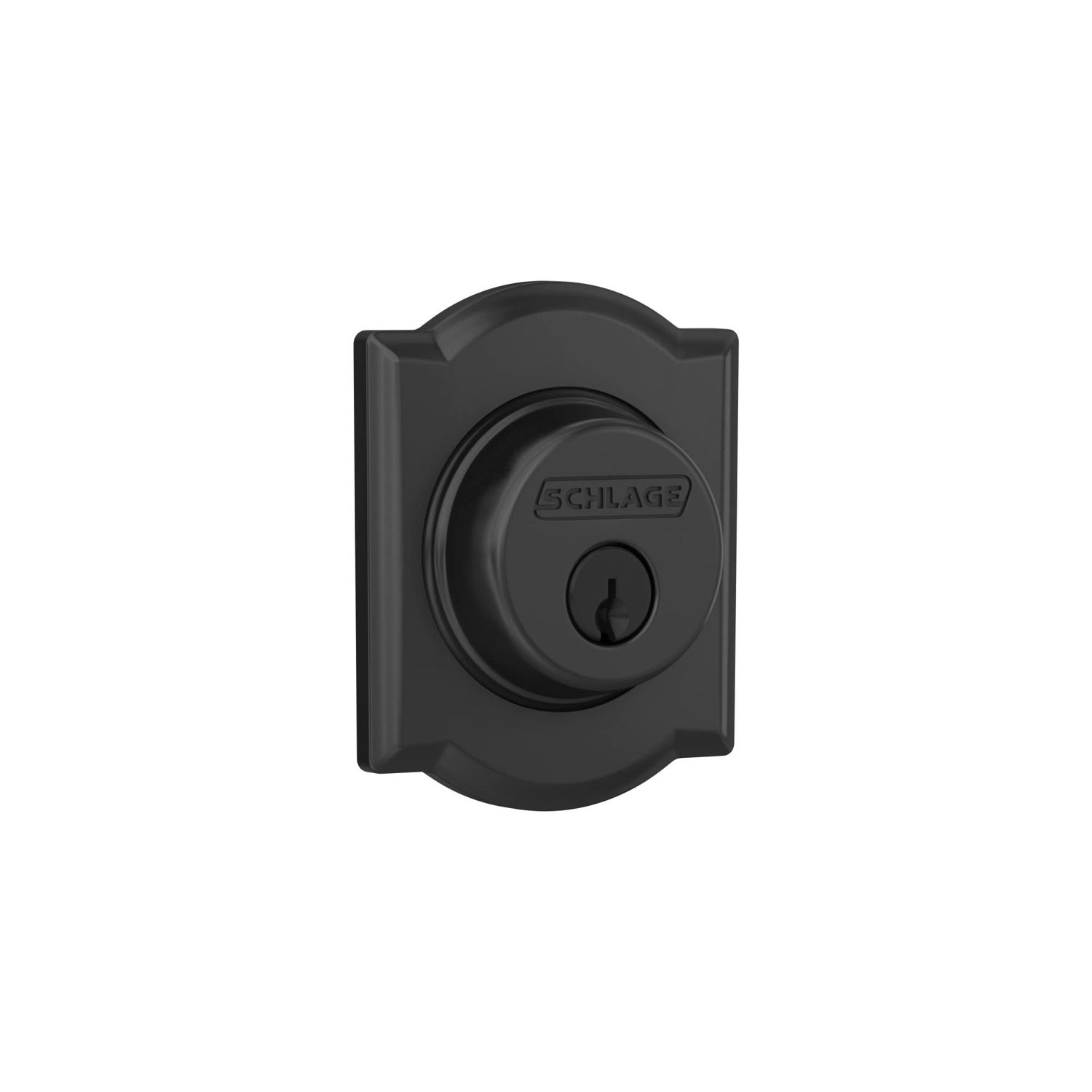 SCHLAGE Lock Company B60CAM Series Deadbolt Camelot Rose Single Cylinder Deadbolt, Matte Black