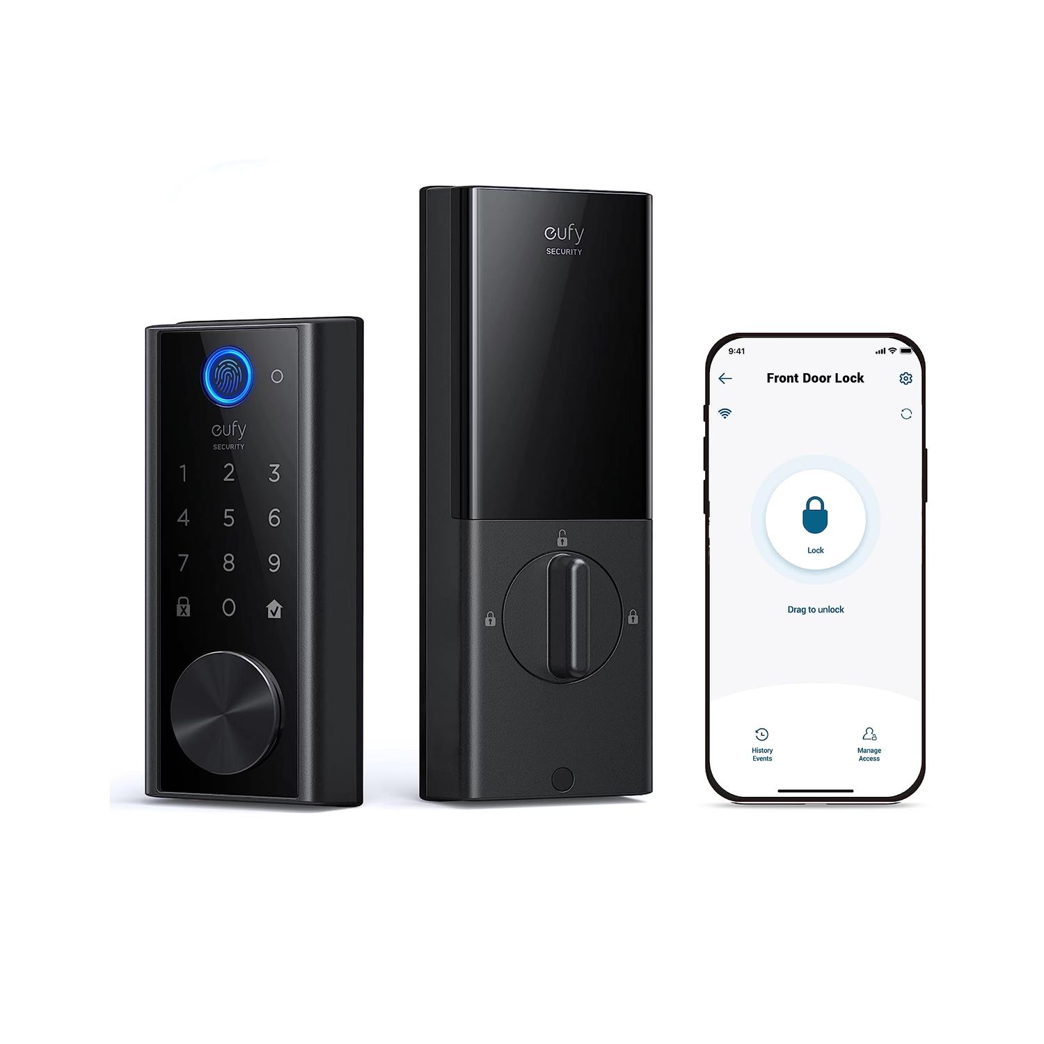 eufy Security Smart Lock S, Keyless Fingerprint for Front Door, Easy Installation, Built-in Wi-Fi