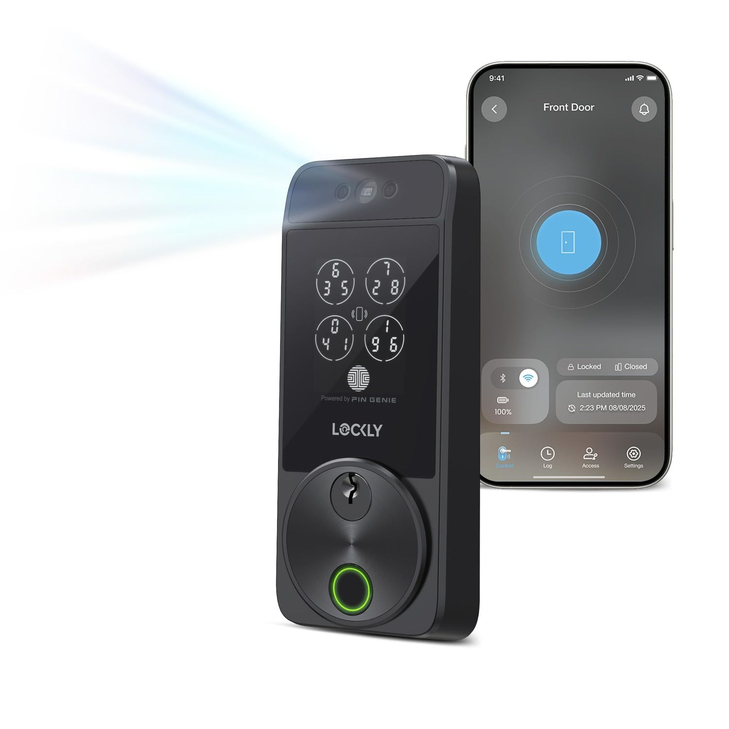 Lockly Visage Zeno Series Smart Lock, Facial Recognition &amp; Fingerprint Keyless Entry Door Built-in Wi-Fi Deadbolt with Apple Home Key, PIN Ge