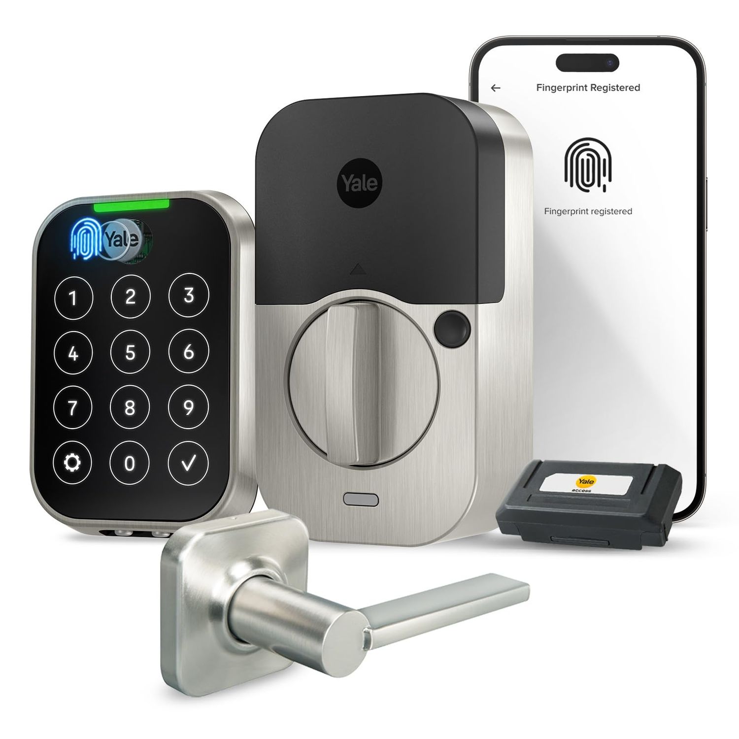 Yale Assure Lock 2 Touch Deadbolt, Satin Nickel Key-Free Smart Entry Door with Valdosta Lever, Wi-Fi Connected Touchscreen Keypad and Fingerpr