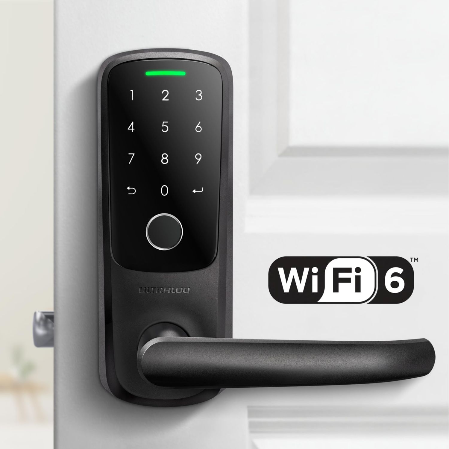 ULTRALOQ Latch 5 World's First Built-in WiFi Smart Lock with Fingerprint, 5-in-1 Keyless Entry Door with Touch Digital Keypad, App Control, Black