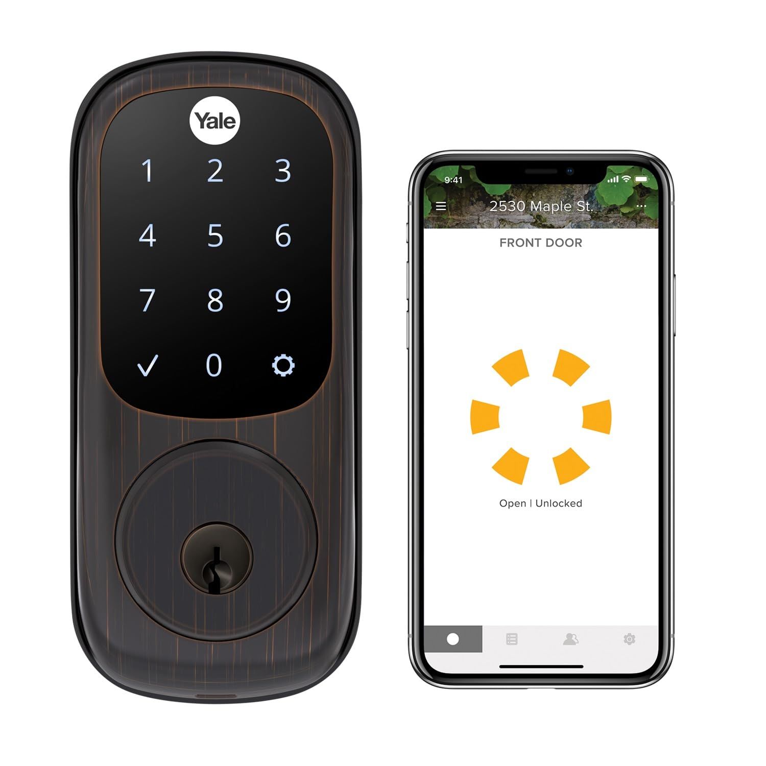 Yale Assure Lock with Wi-Fi – Oil Rubbed Bronze Smart for Front Door with Touchscreen Keypad, App Control, Backup Key, and Deadbolt Secure K