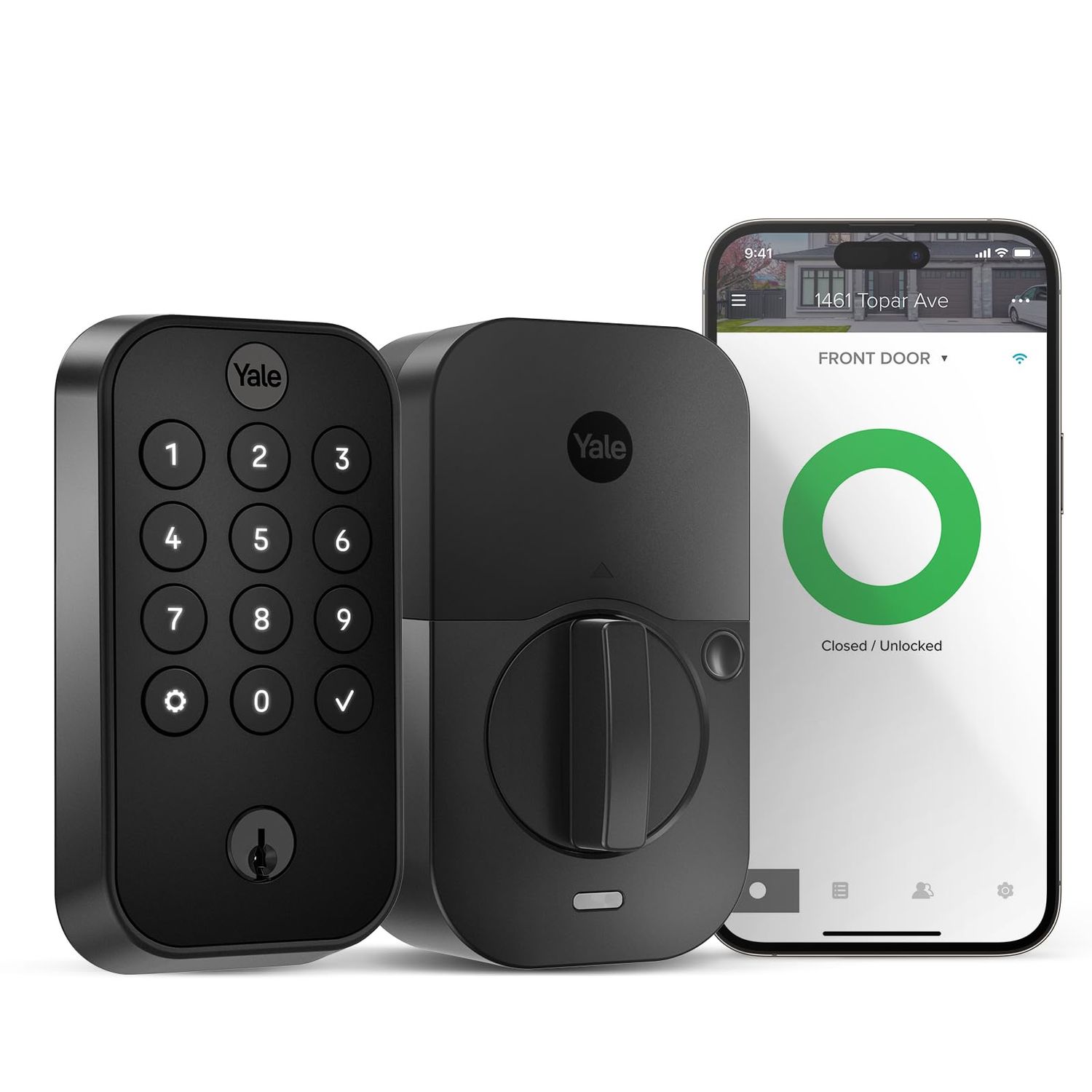 Yale Security Assure Lock 2 Deadbolt, Black Suede Keyed Smart Entry Door with Wi-Fi Connected Keypad for Code and Remote Access, YRD-