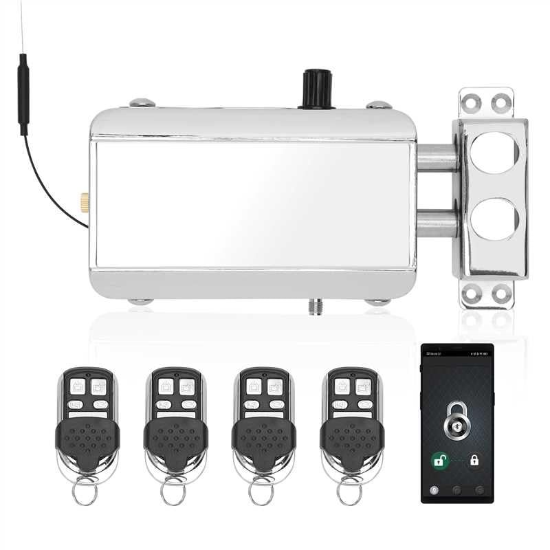 Remote Control Deadbolt Lock, Anti-Theft Keyless RV Door Locks with 4 Remotes Contol and App. Contorl Lock fit for Home, Hotel, Apartment