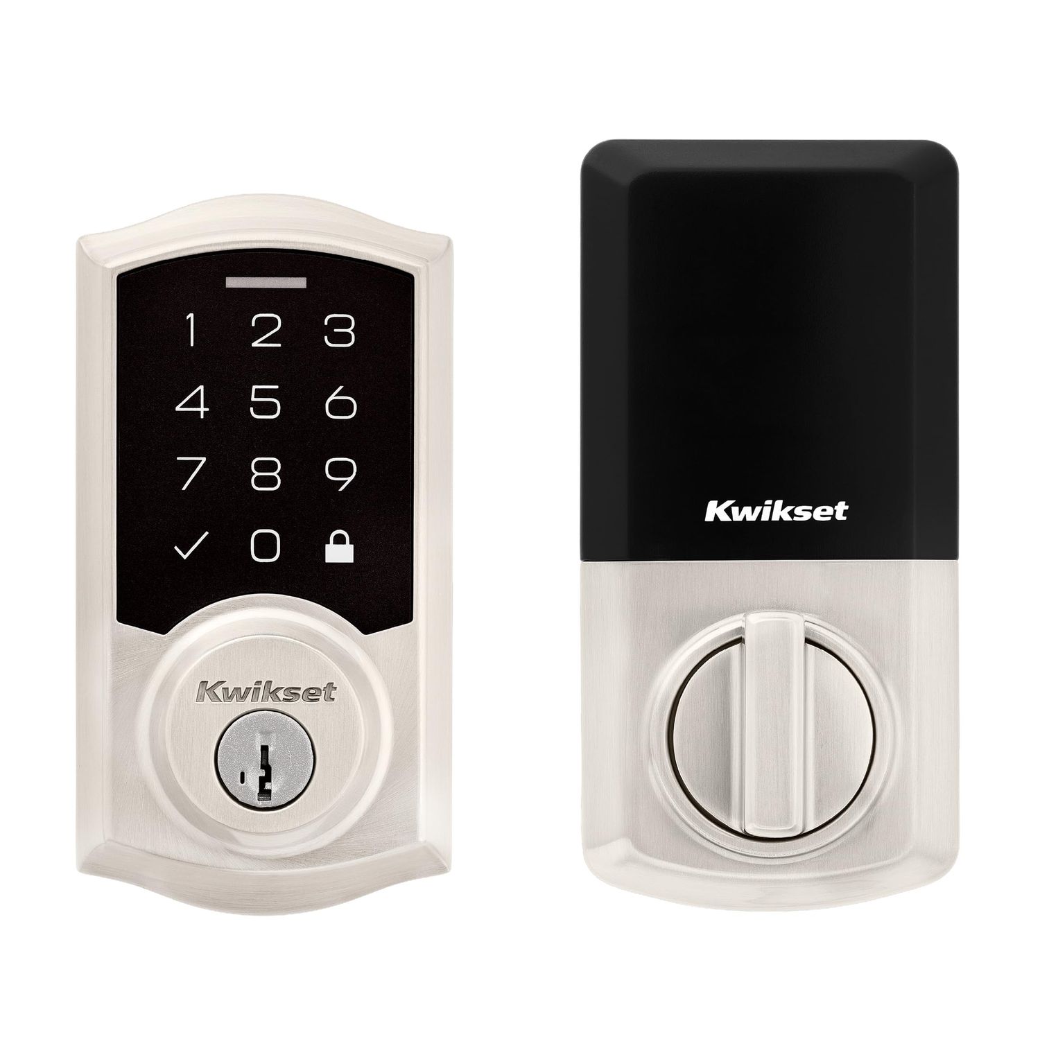 Kwikset SmartCode Keyless Entry Electronic Touchpad Deadbolt Door Lock with Auto-Lock, Custom User Codes, Advanced Security in Satin Nickel Tra