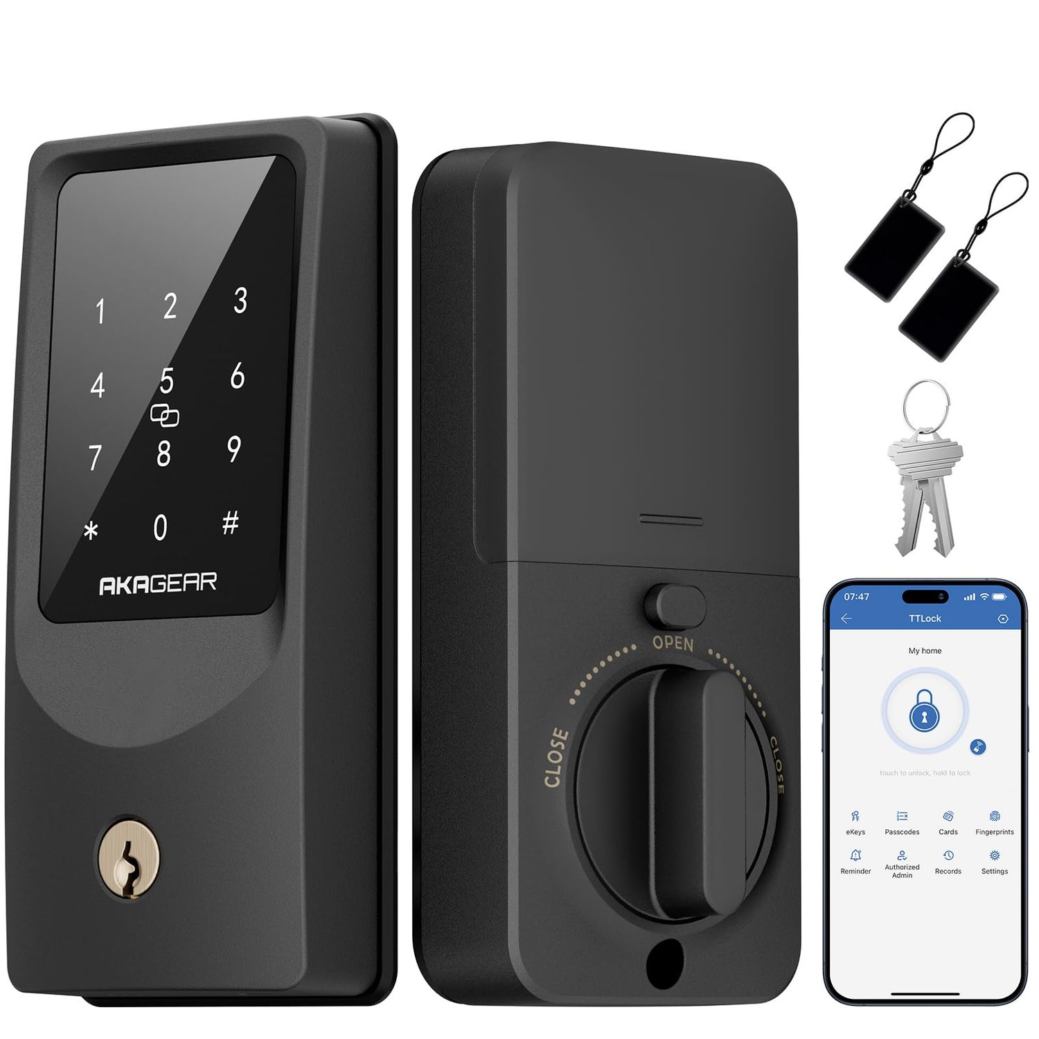 WiFi Smart Lock Keyless Entry Door with 8xAA Batteries, App Remote Control, Touchpad Keypad Deadbolt for Front Door, Auto