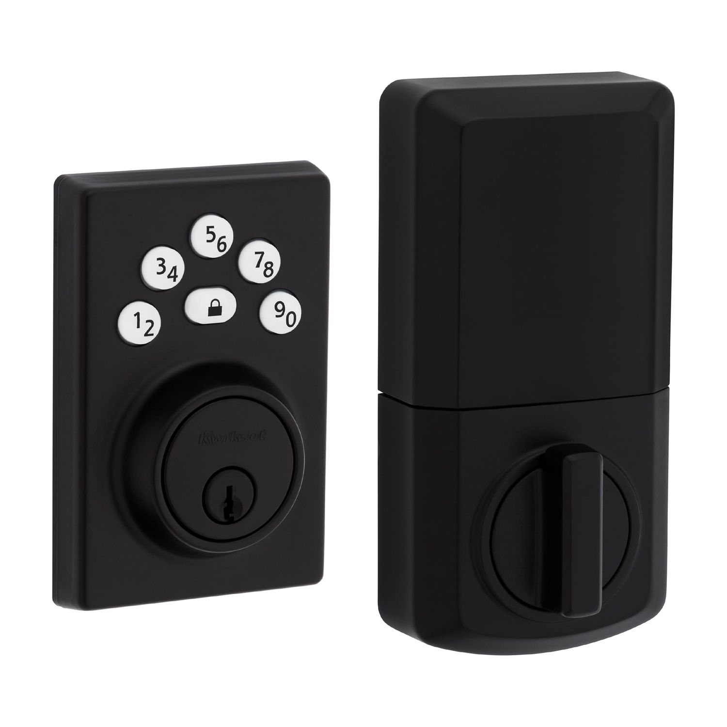 Kwikset Powerbolt -Button Keypad Matte Black Contemporary Electronic Deadbolt Door Lock, Featuring Convenient Keyless Entry, Customizable User