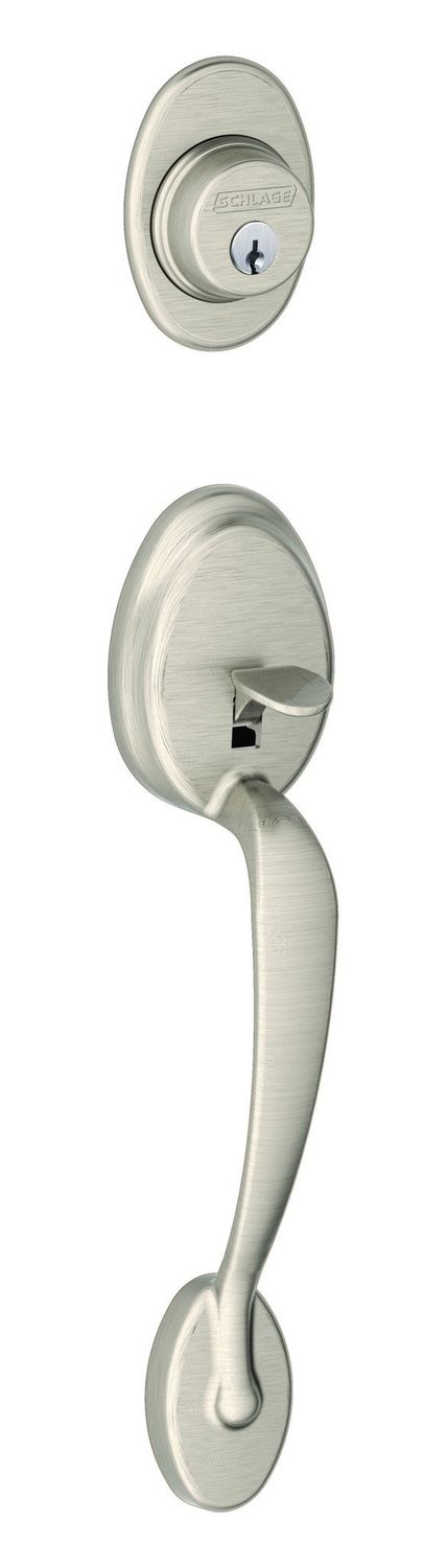 Schlage F58 PLY Plymouth Exterior Handleset with Deadbolt, Satin Nickel (Exterior Half Only)